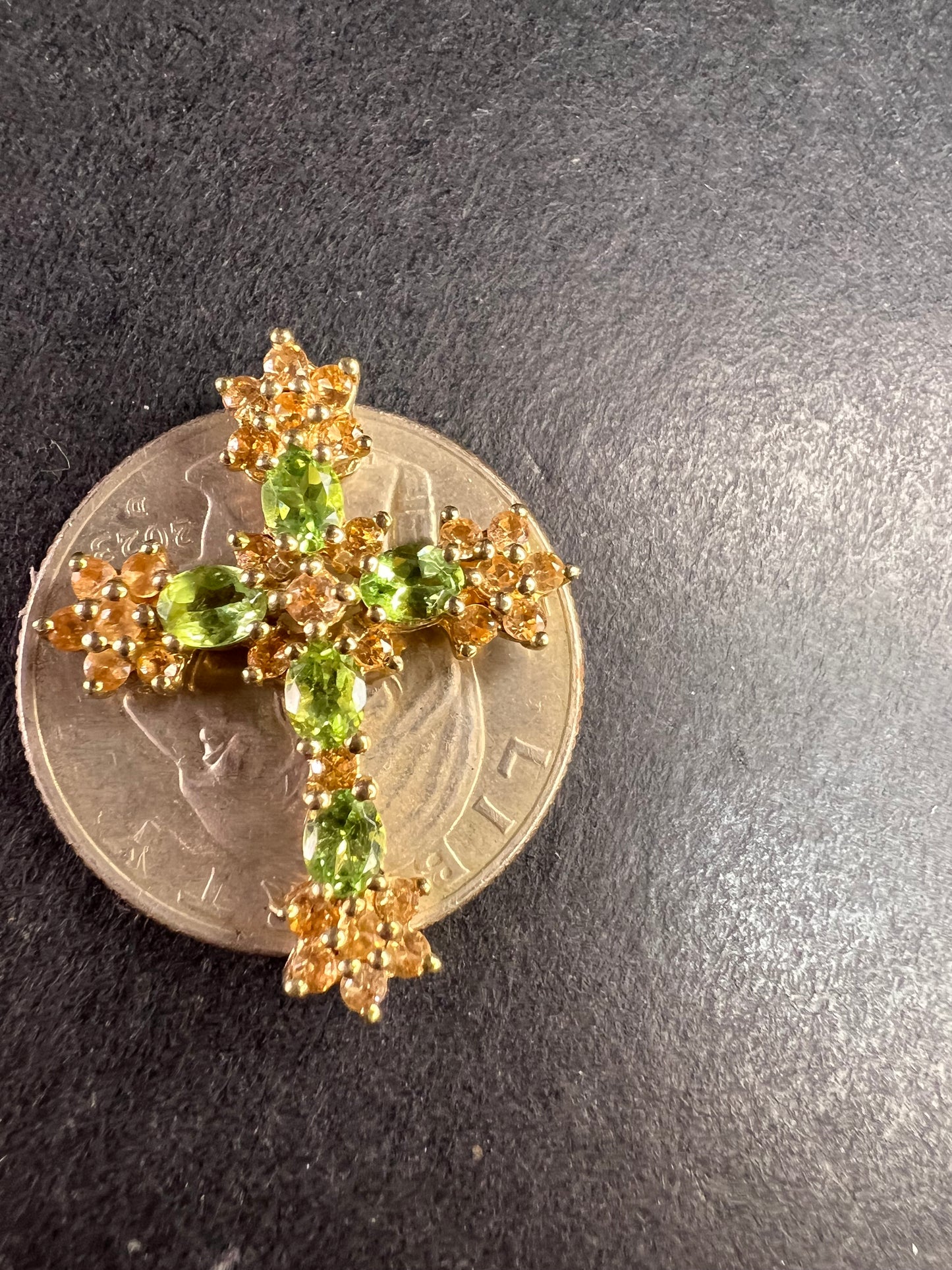Vintage 10K Yellow Gold Tsavorite and Golden Beryl Cross Pendant – Samuel Aaron