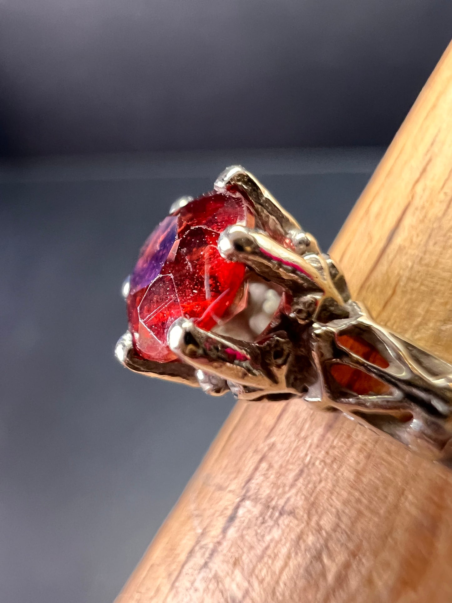 Vintage 10k White Gold Garnet Solitaire Ring – Size 6.5 – Magnolia Jewelry