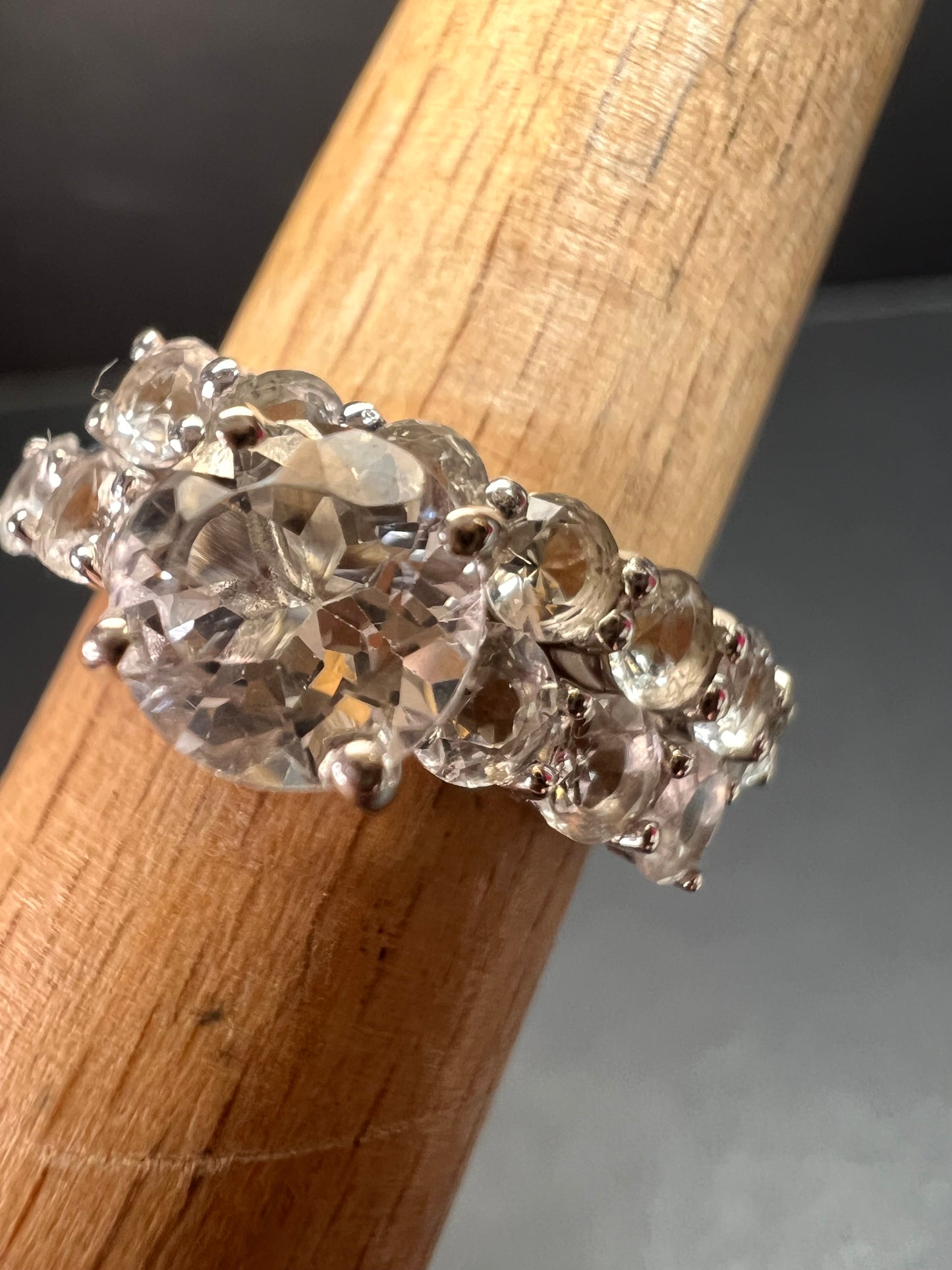 NEW White topaz stackable ring set in platinum over sterling silver size 5