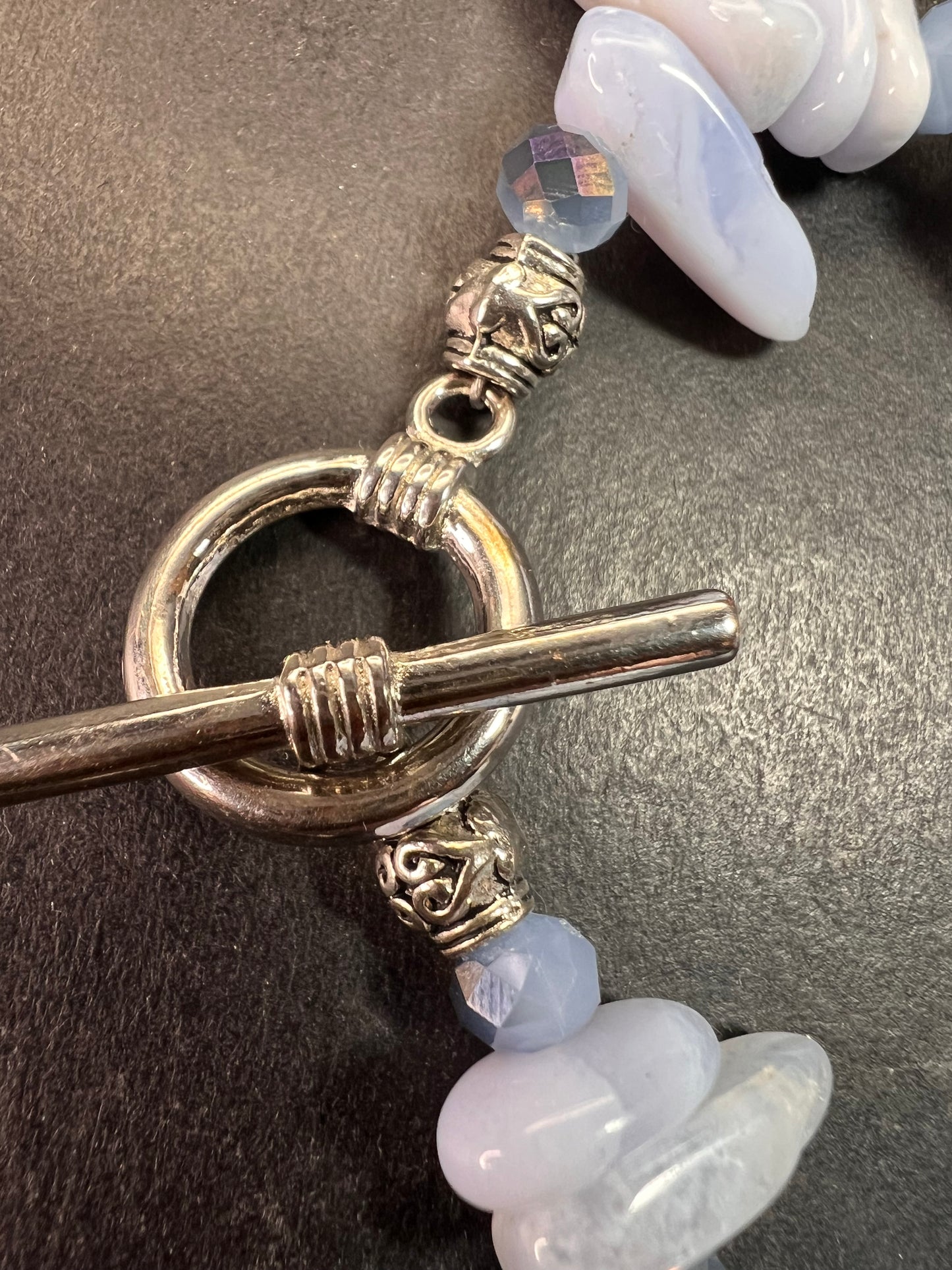 Blue Lace Agate Toggle Bracelet | Light Blue Gemstone Chip & Nugget Beads