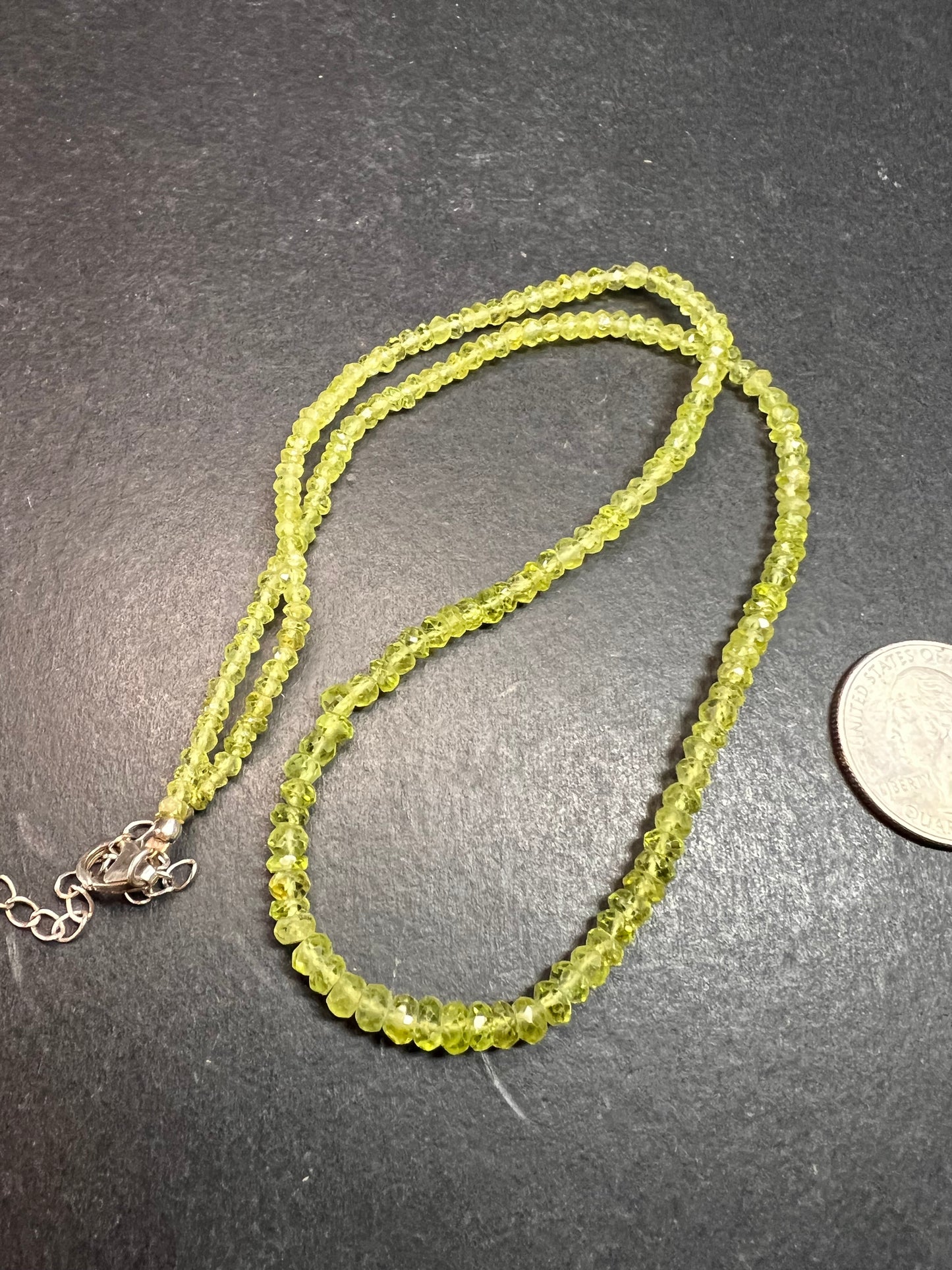 Vintage Peridot Bead Necklace 18–20” Sterling Silver 925 KJC India