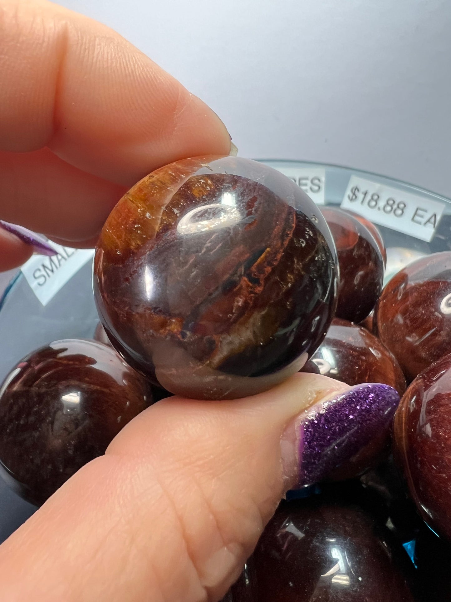 Red tigers eye sphere