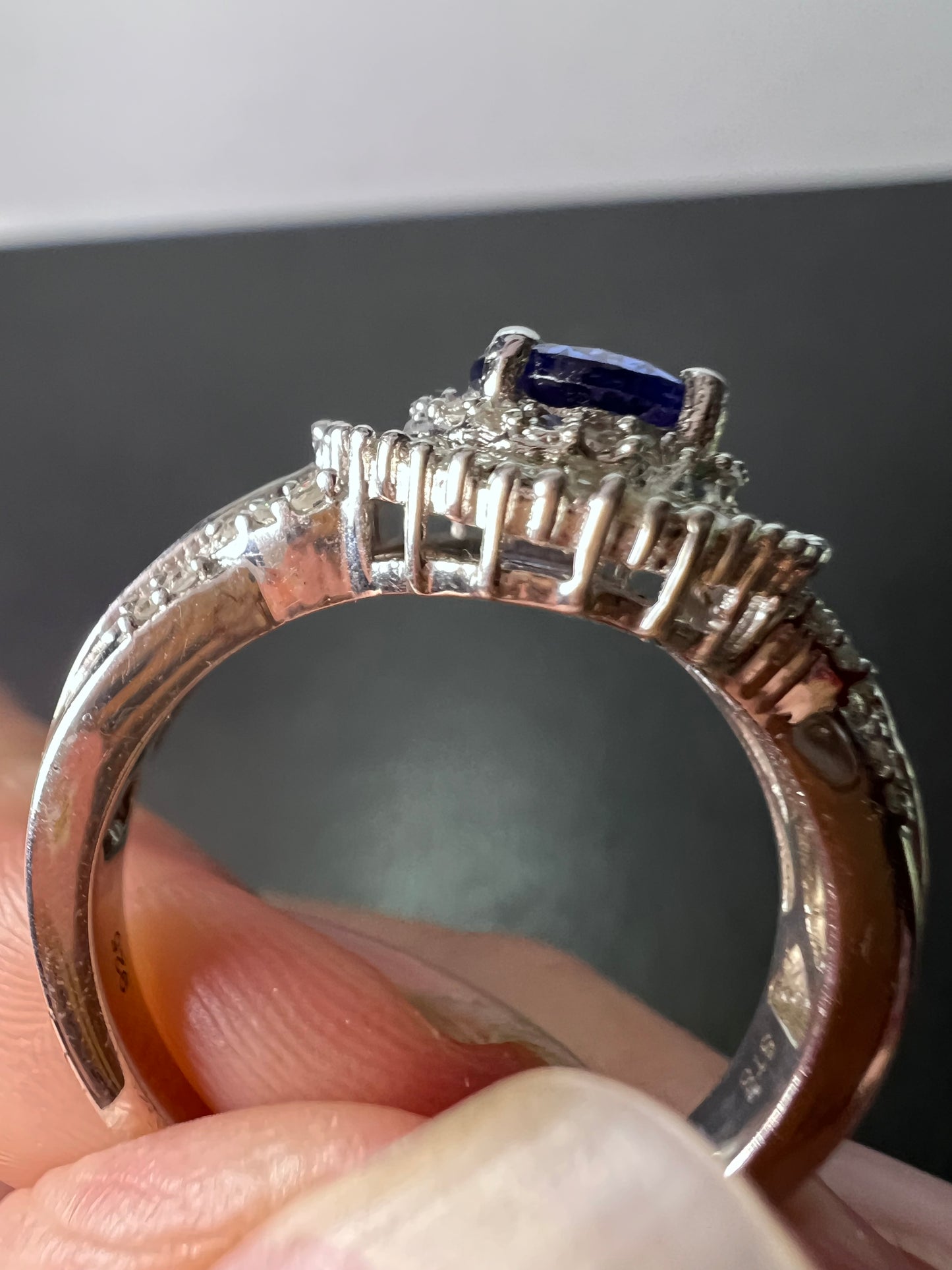 AAA Tanzanite and Diamond  Double Halo Ring in Platinum Over Sterling Silver, Oval Engagement Ring size 10