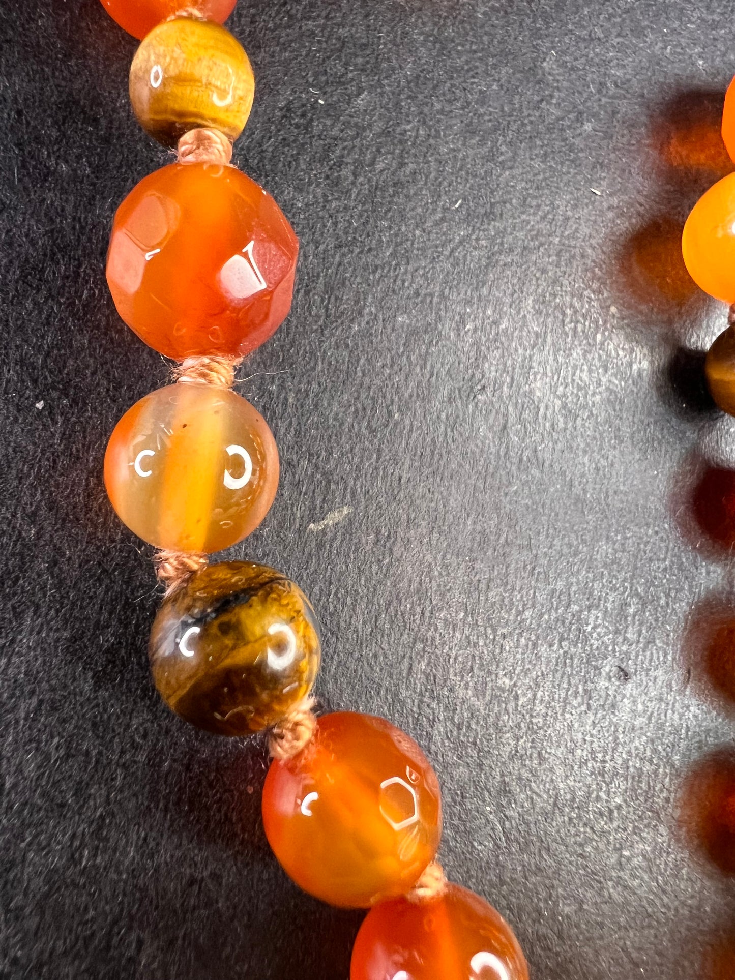 NEW carnelian multi stone sunface knotted necklace