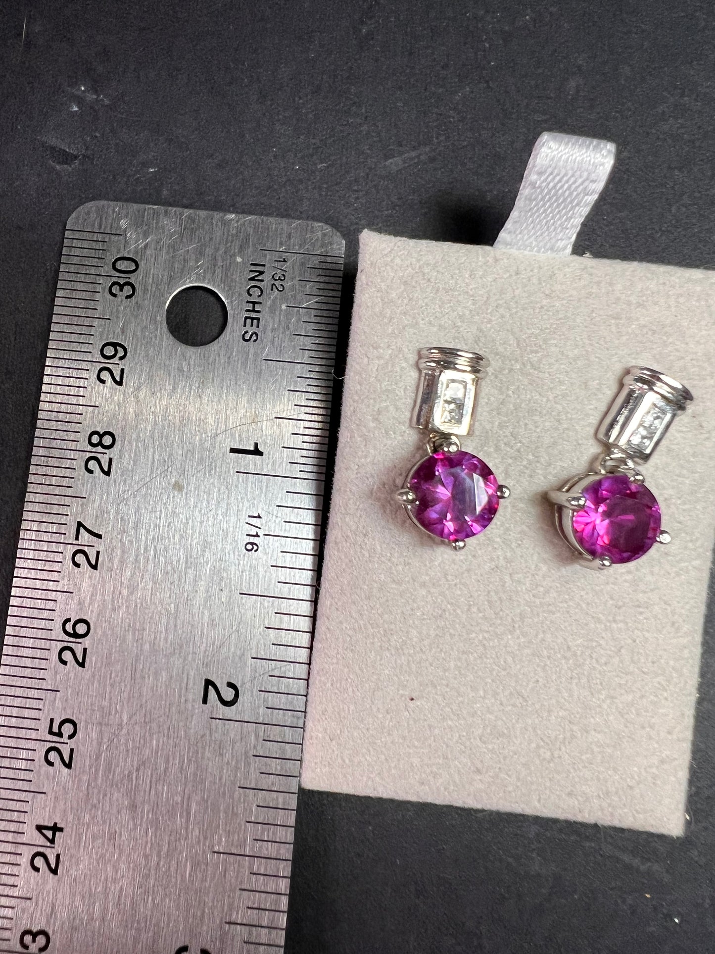 Lab purple sapphire and topaz sterling silver earrings