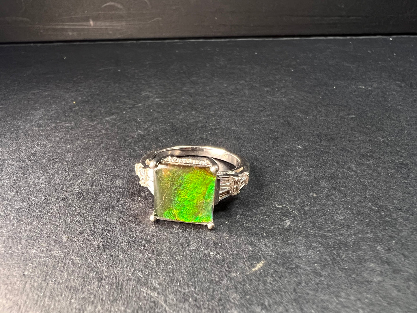 Ammolite and topaz sterling silver ring size 7