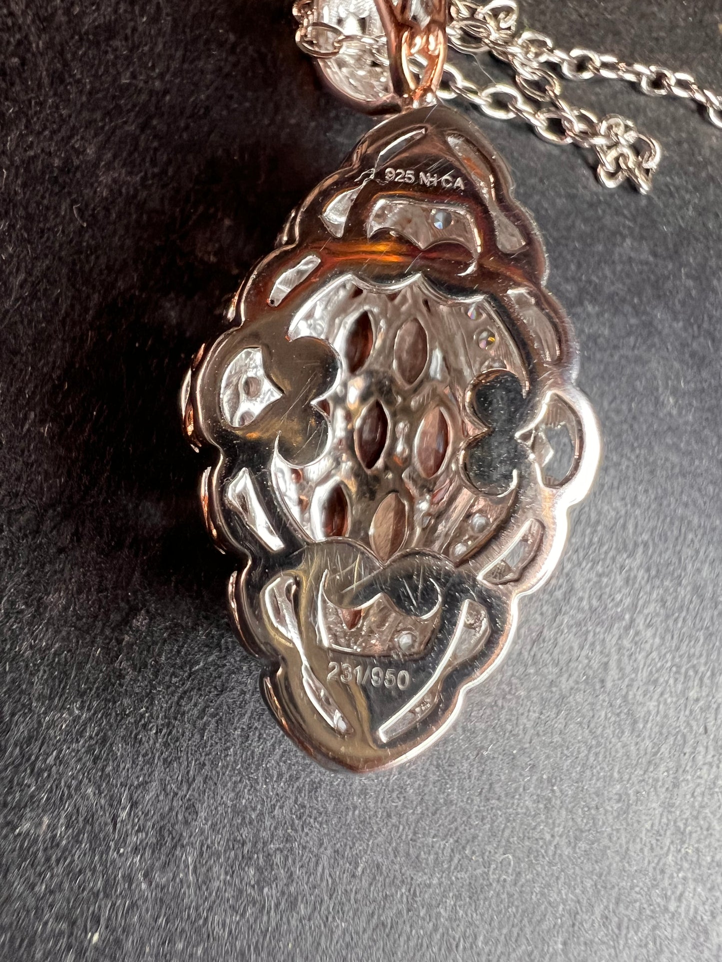 Padparadscha Sapphire Pendant | Sterling Silver Two-Tone | Gems by Valitutti