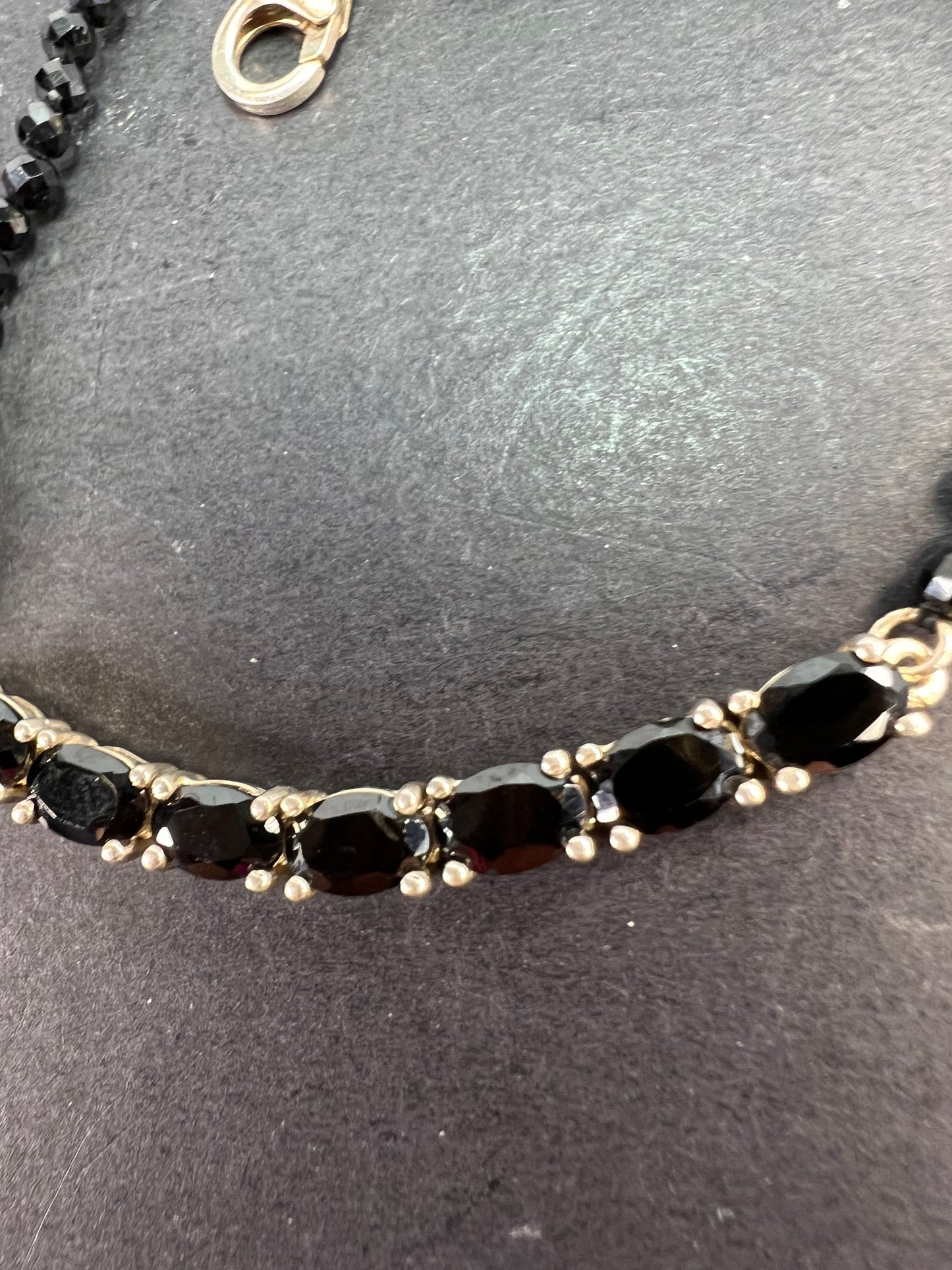 Black spinel bracelet in sterling silver