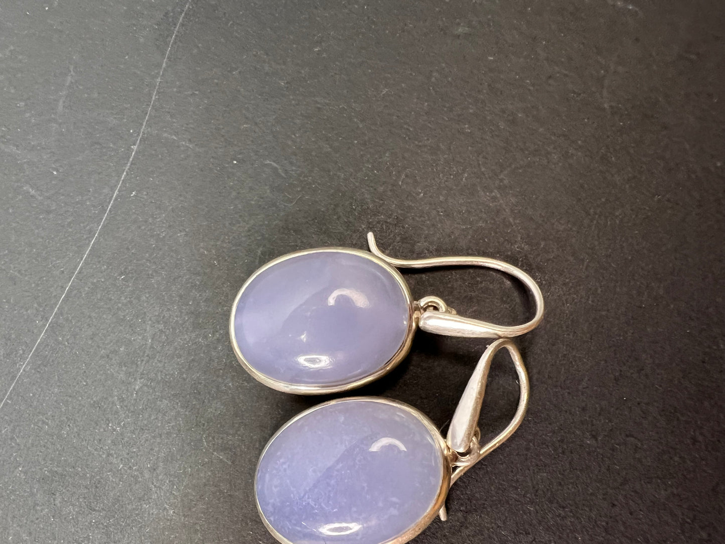 NEW blue chalcedony sterling silver dangle earrings 10.88 grams