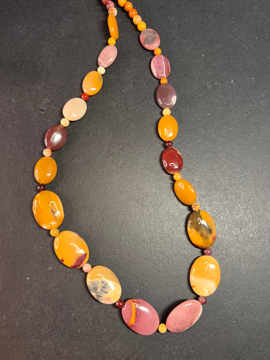 NEW Mookaite Jasper 24 inch necklace with sterling silver clasp
