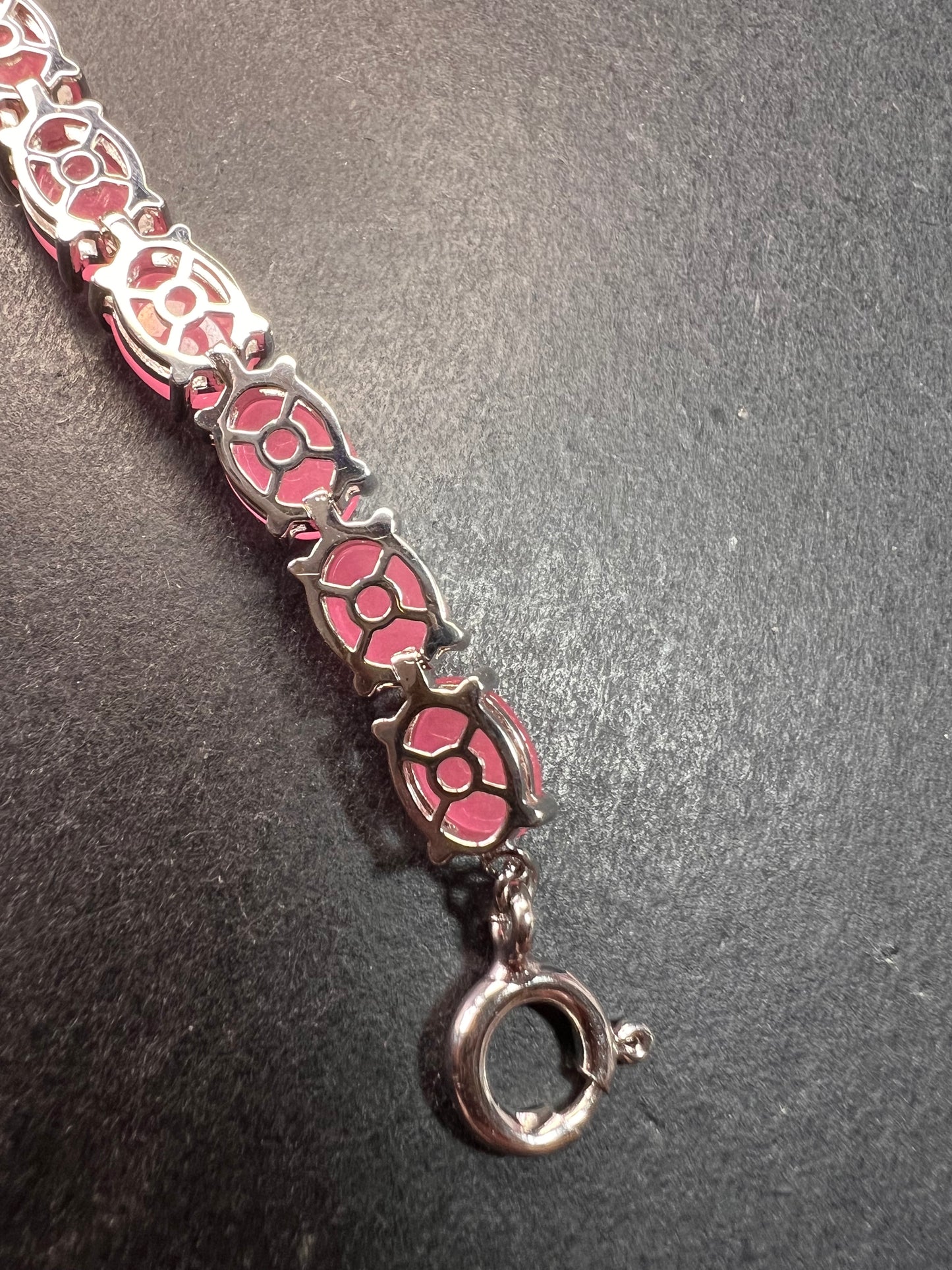 NEW Pink Jade sterling silver elephant tennis bracelet