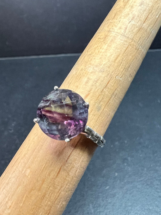 Vintage Sterling Silver Rainbow Fluorite Ring Size 9