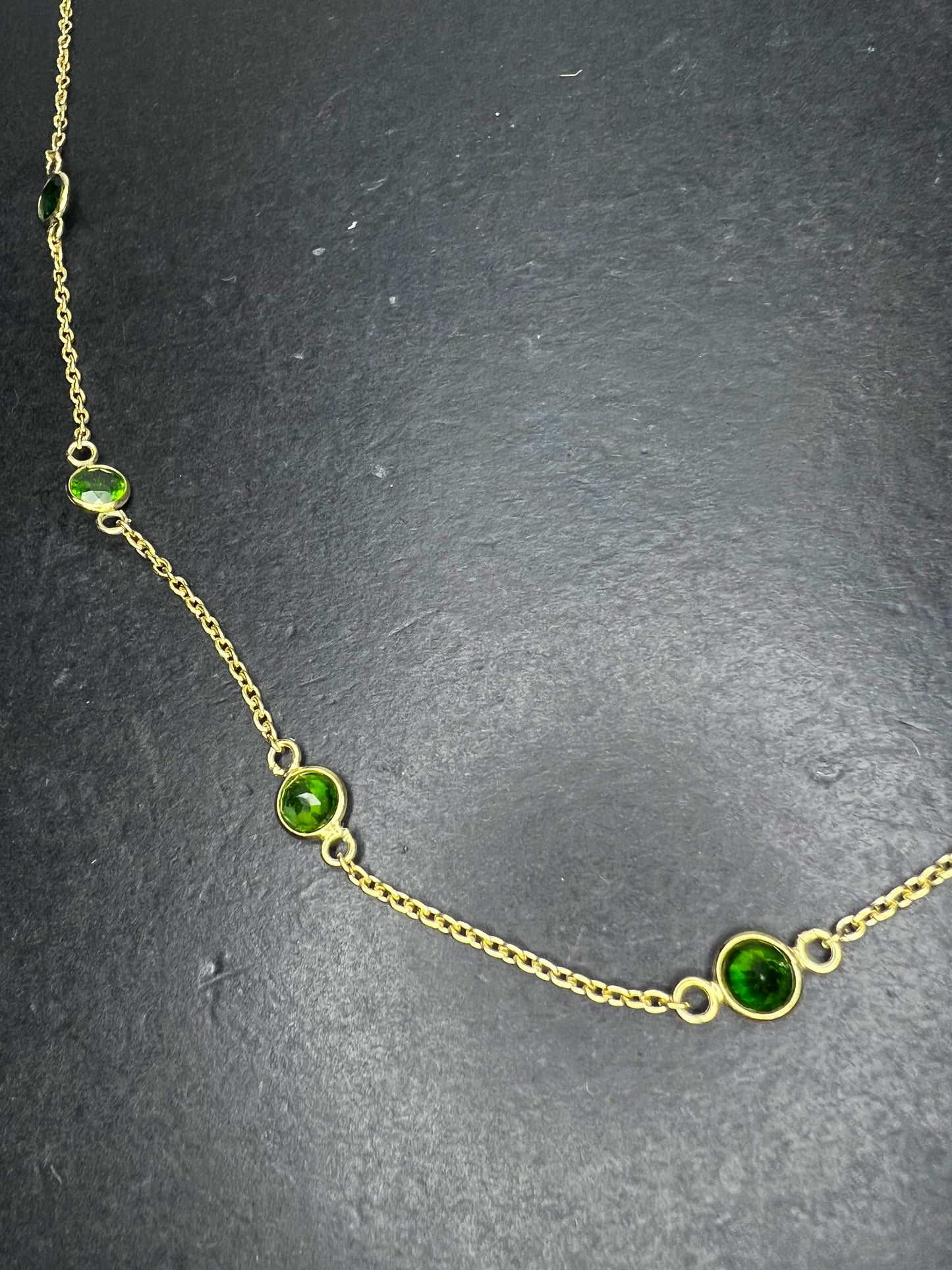 Chrome diopside gold over sterling silver 18 inch necklace