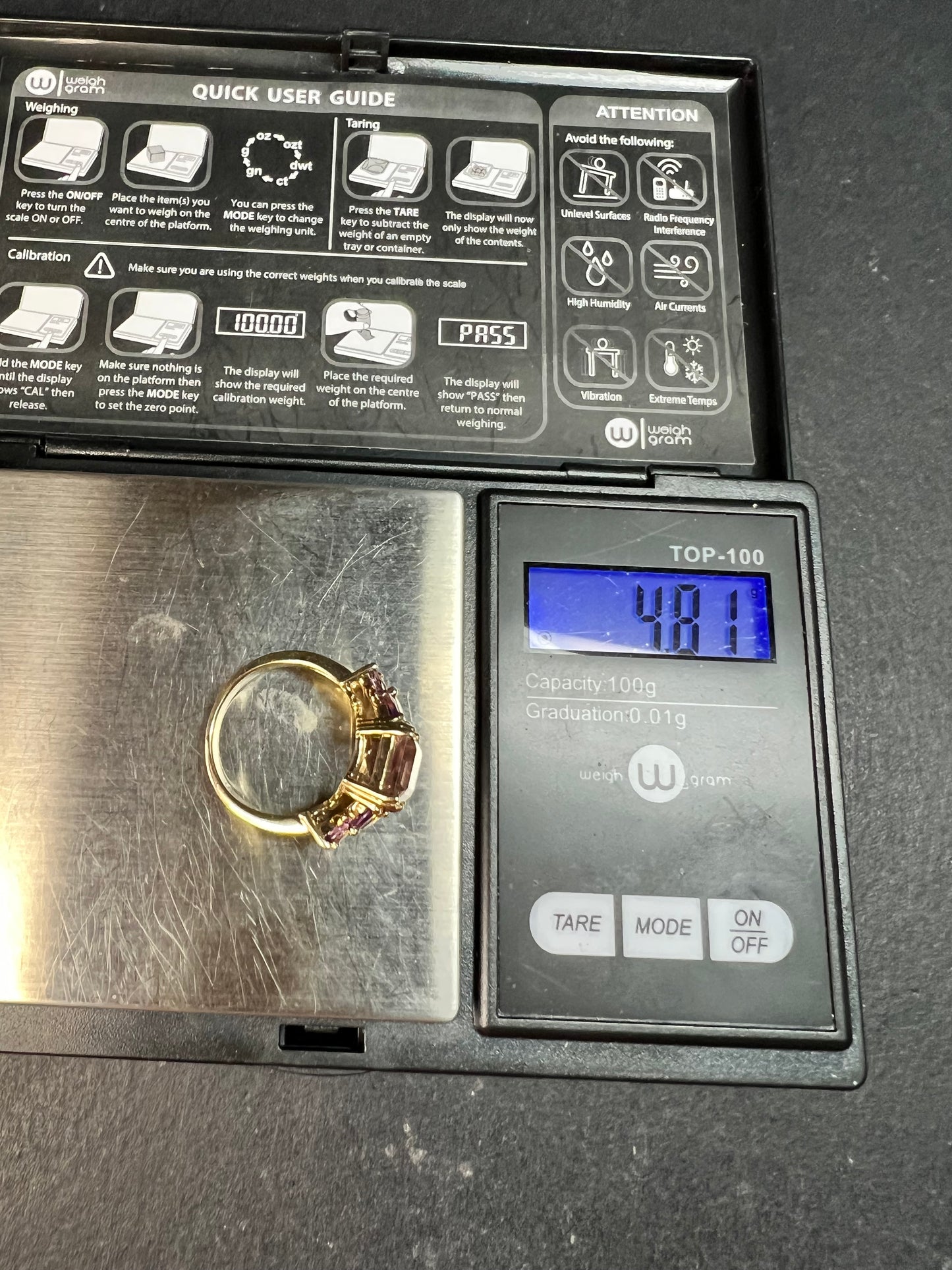 Ametrine Citrine Amethyst Ring Gold Plated 925 Size 7