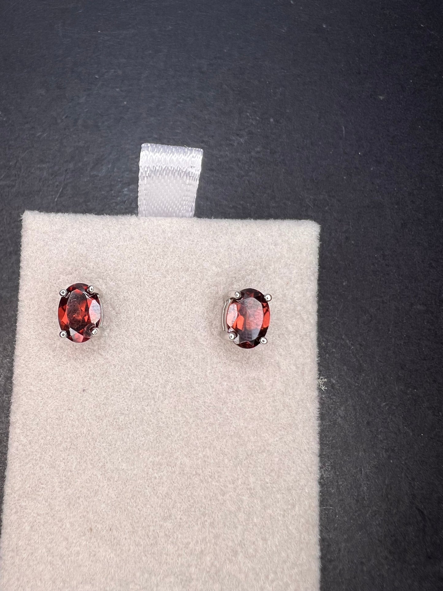 Red zircon sterling silver stud earrings