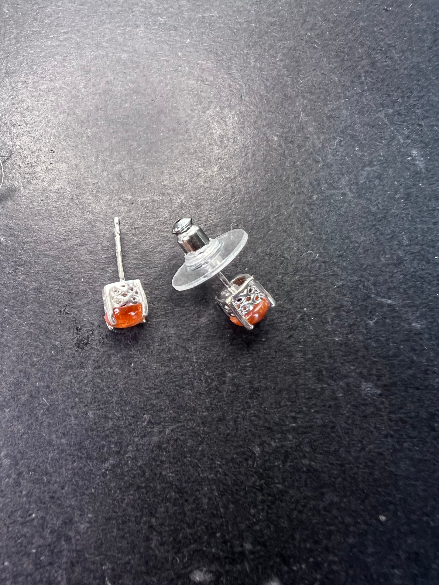 Sunstone Sterling silver stud earrings