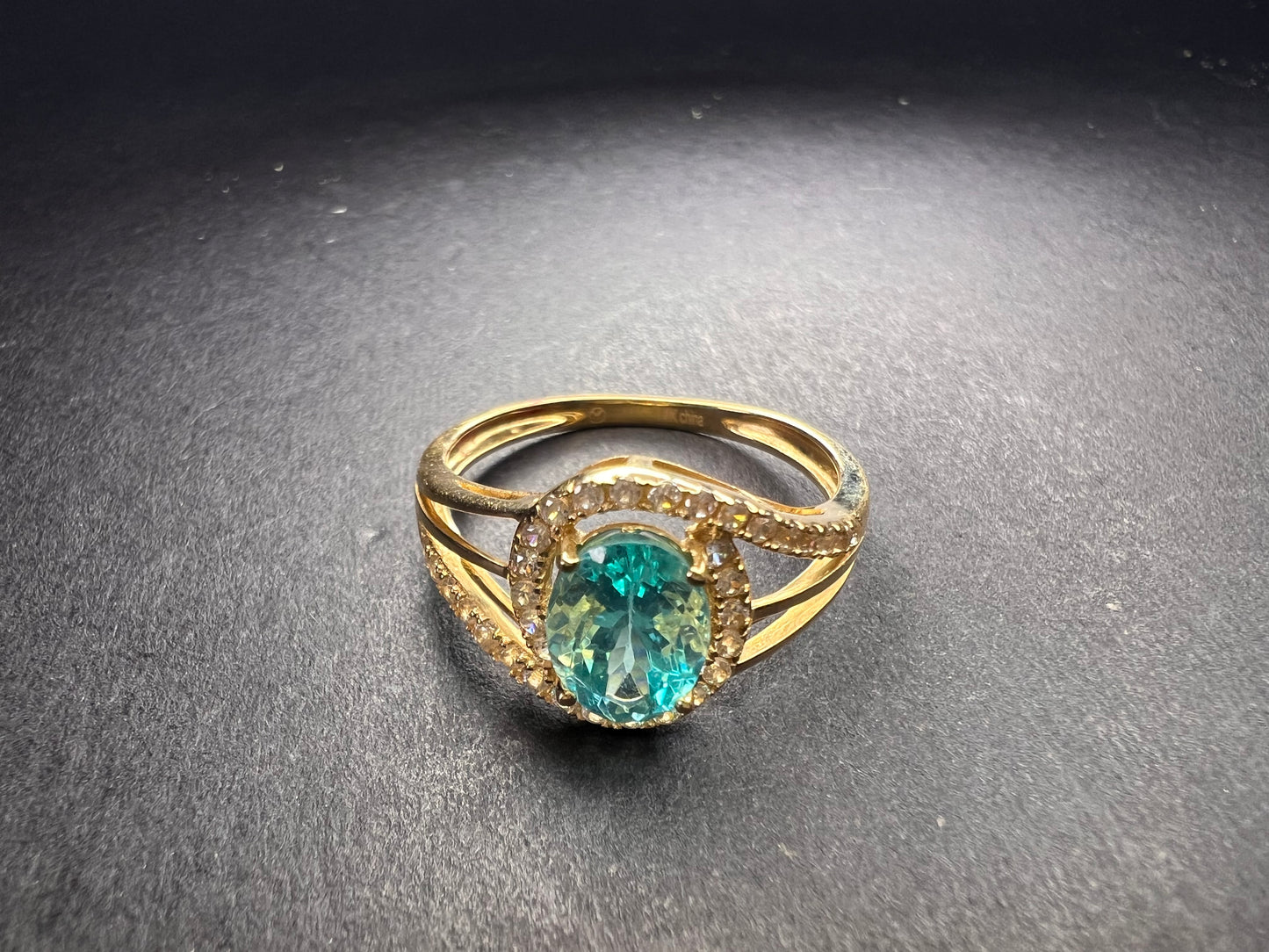 14k gold Paraiba apatite ring size 9