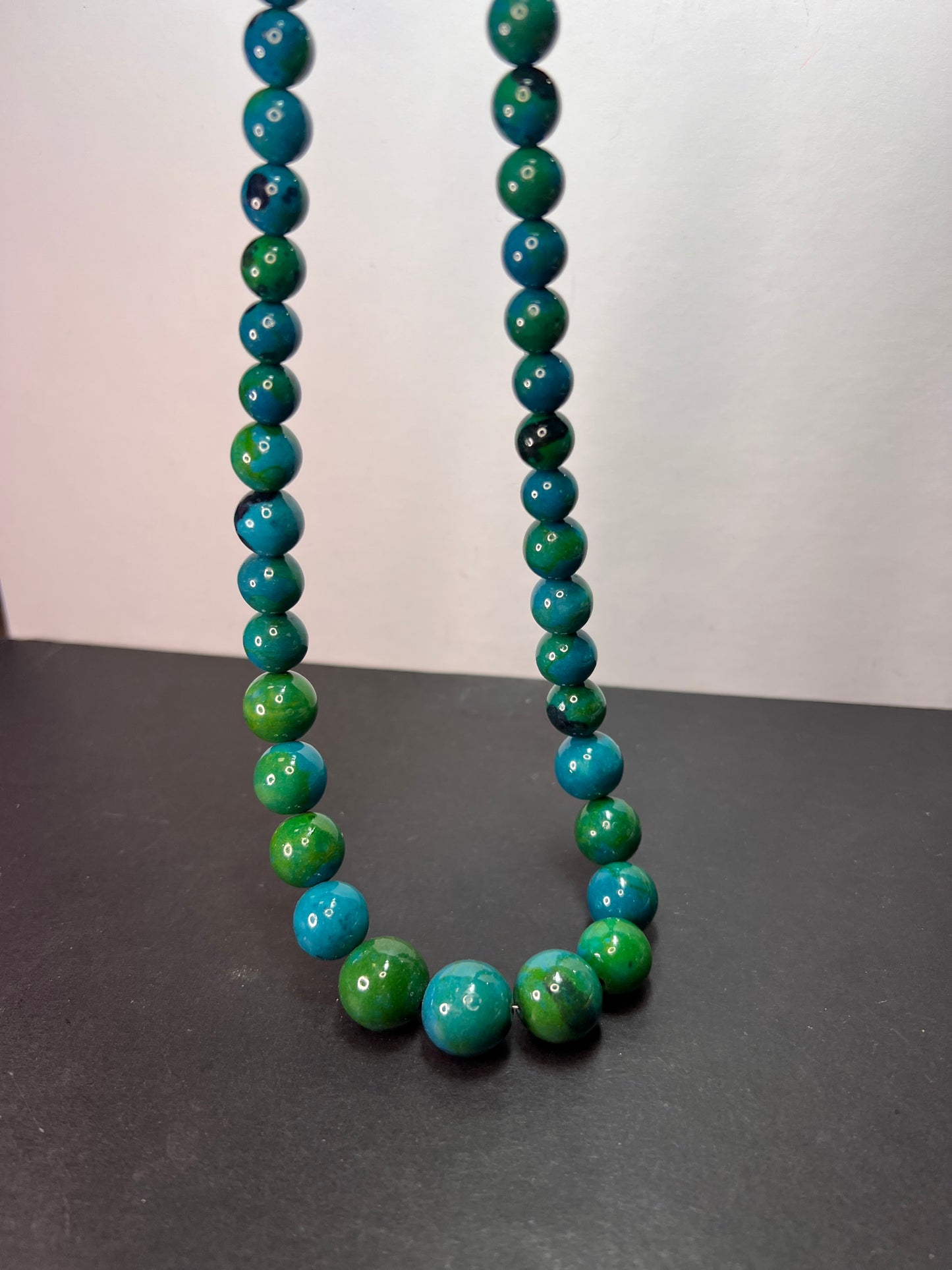 Chrysocolla beaded 20 inch necklace with sterling silver clasp *NEW*