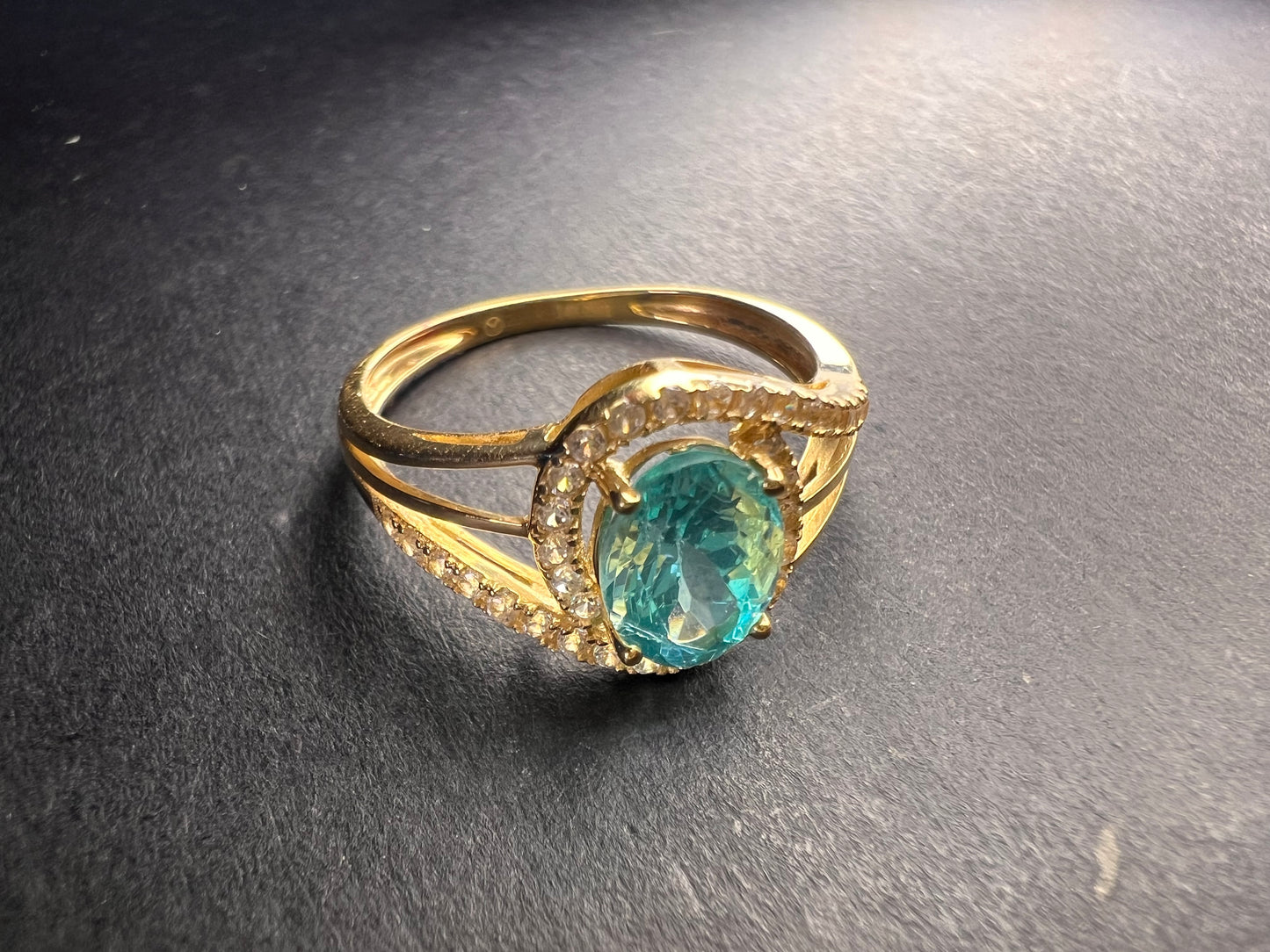 14k gold Paraiba apatite ring size 9