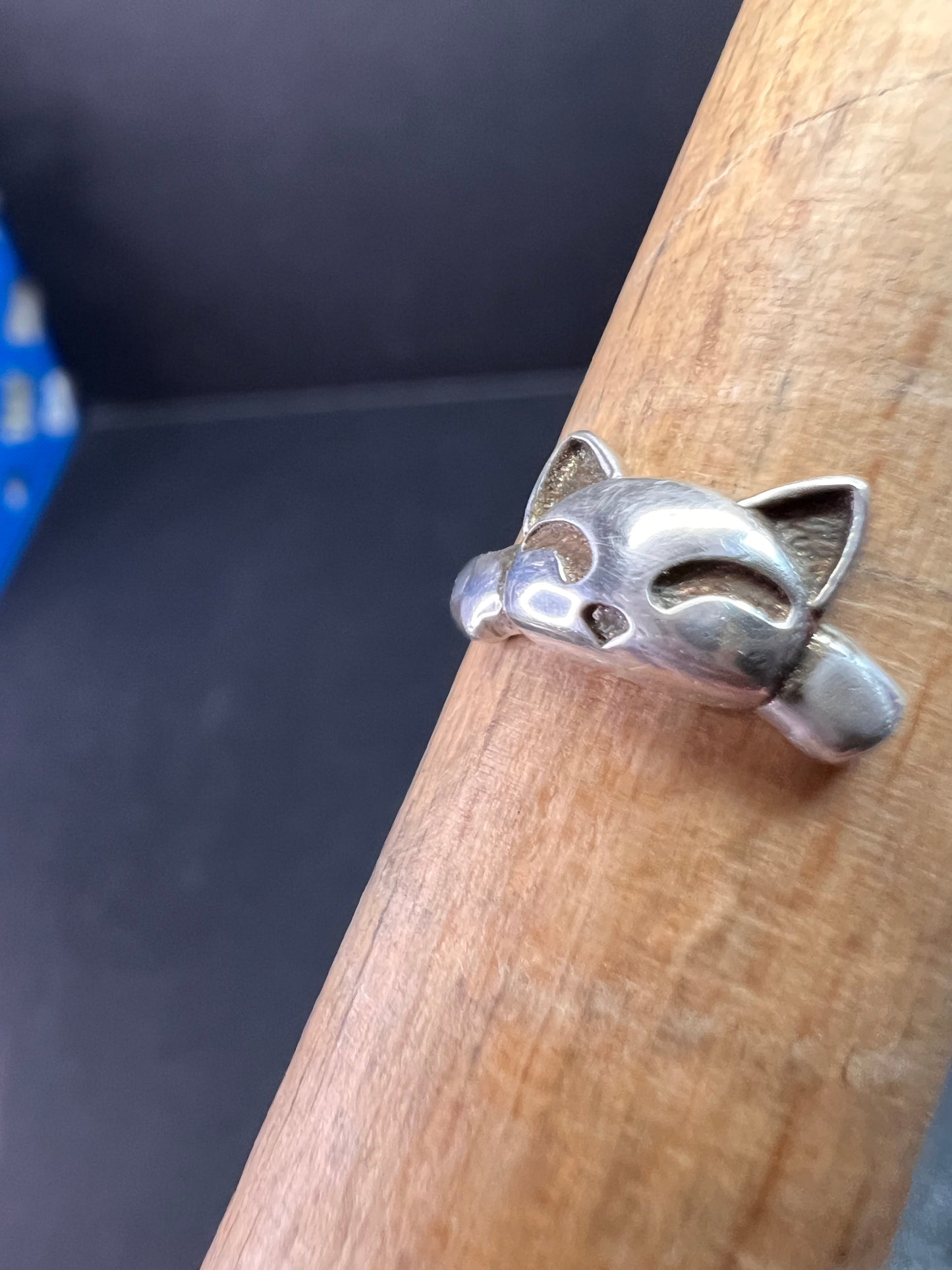 Vintage Sterling Silver Adjustable Cat Ring – Size 7