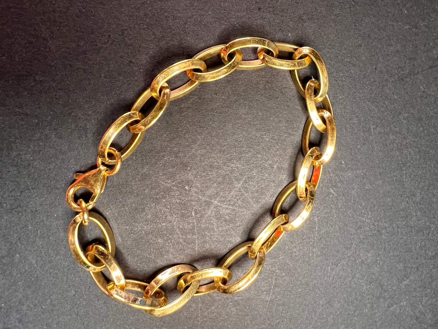 Yellow gold over bronze link bracelet 8 inches