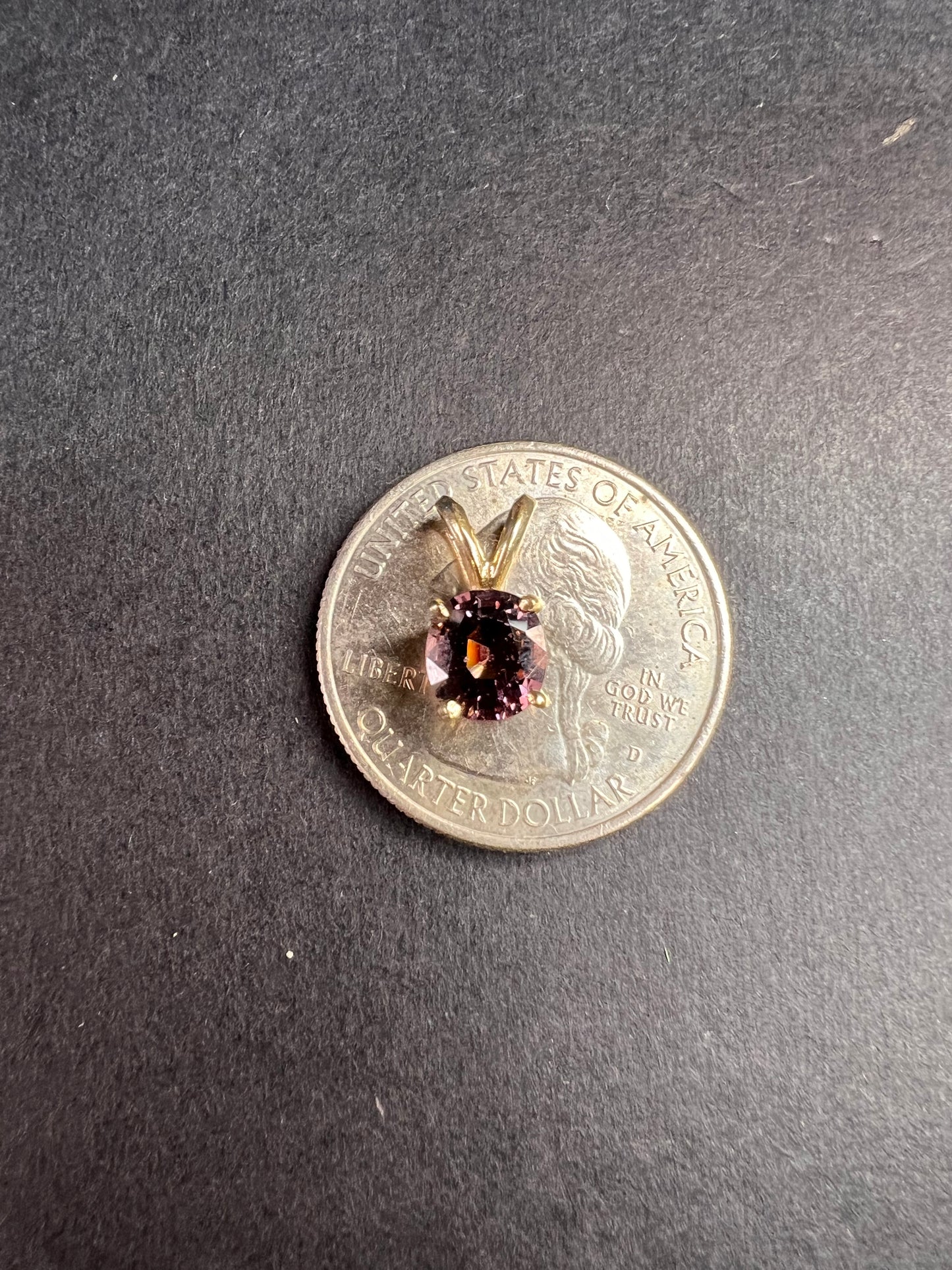 14k gold Violet purple spinel pendant