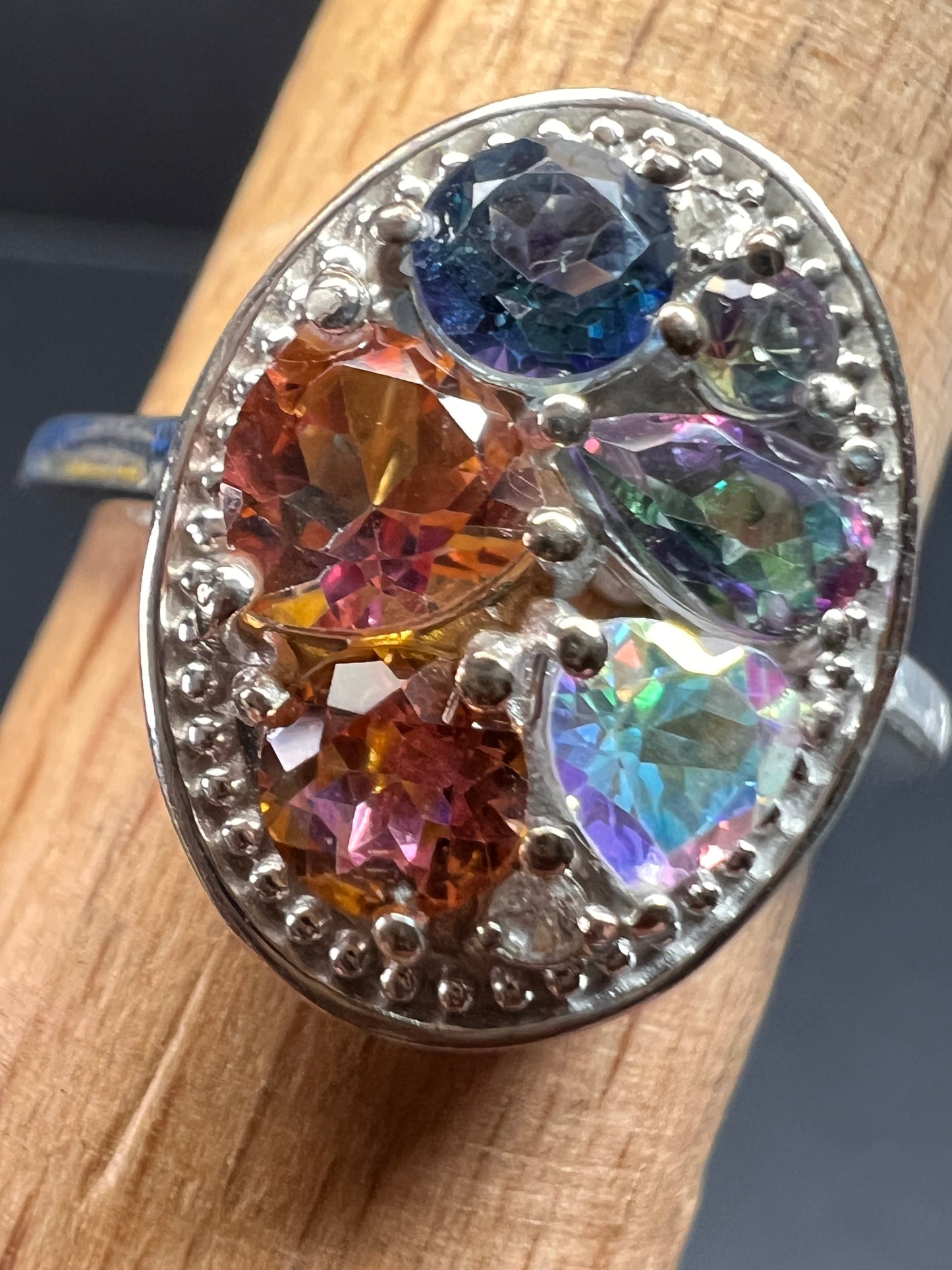 NEW cosmic mystic topaz ring in sterling silver size 8