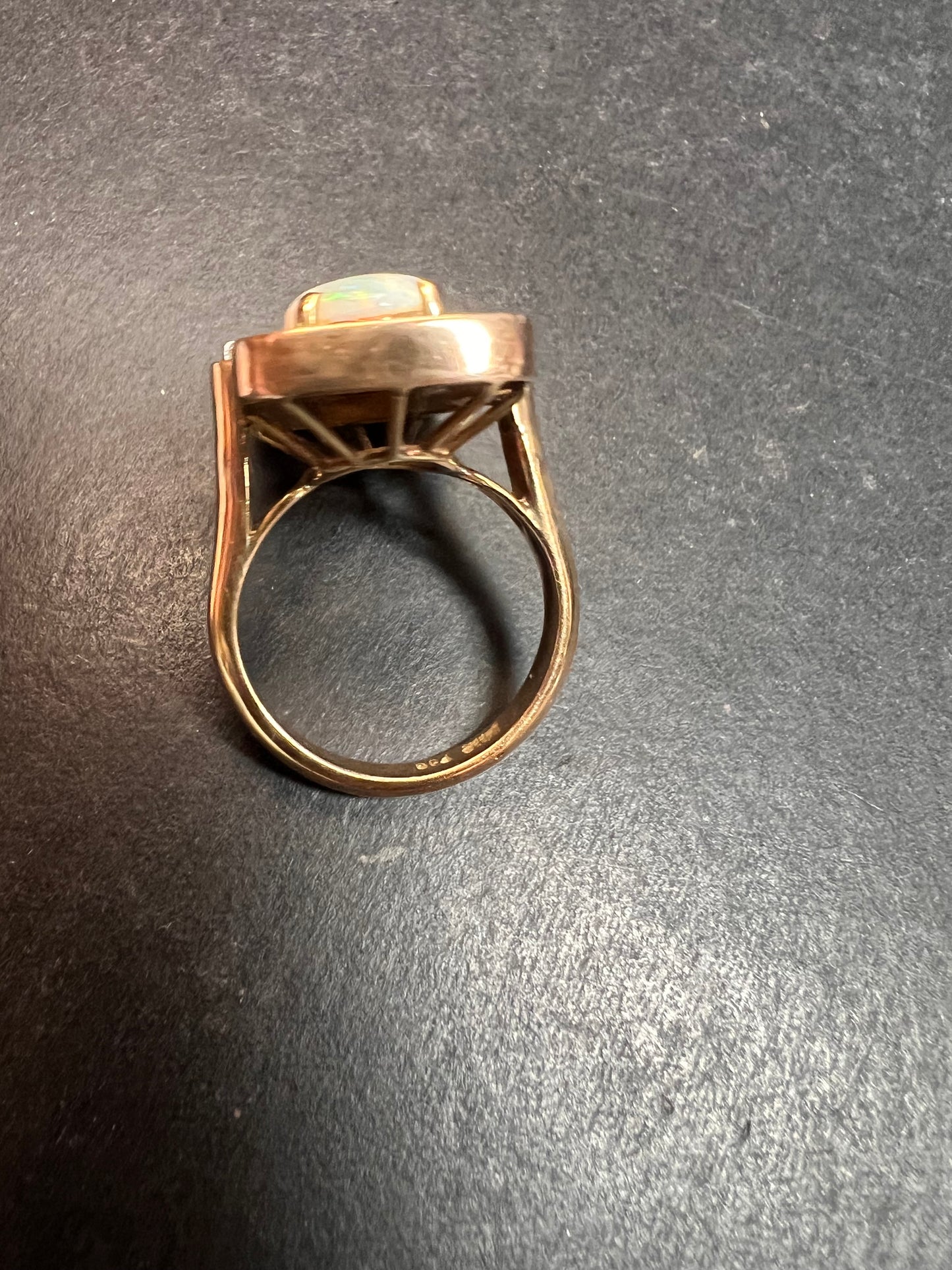 Vintage 14K Opal & Diamond Ring | Size 6.5 | Papered | 1.80ct | 60s–70s