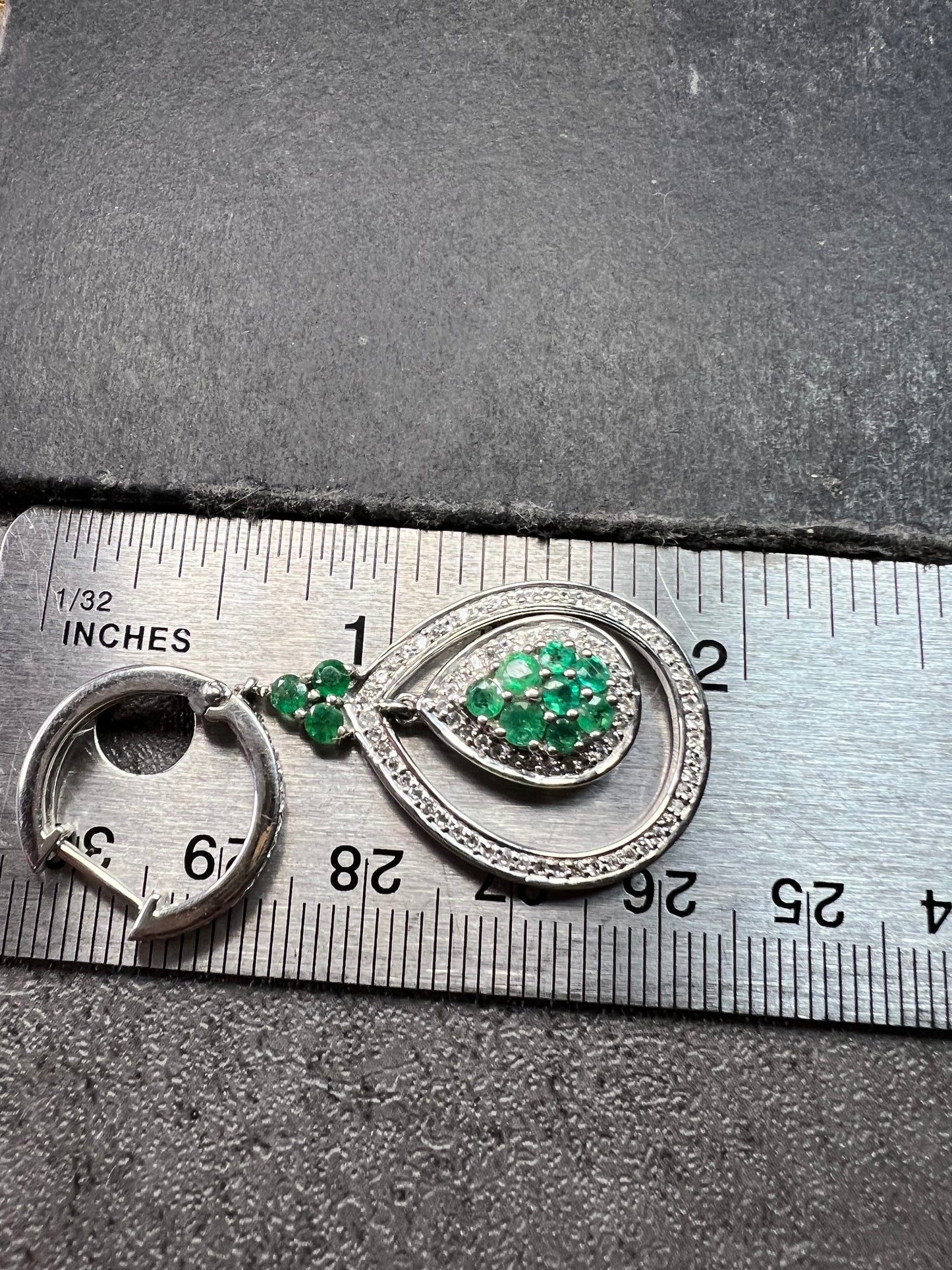 New Natural Emerald & 3.05ct Diamond 925 Silver Drop Earrings