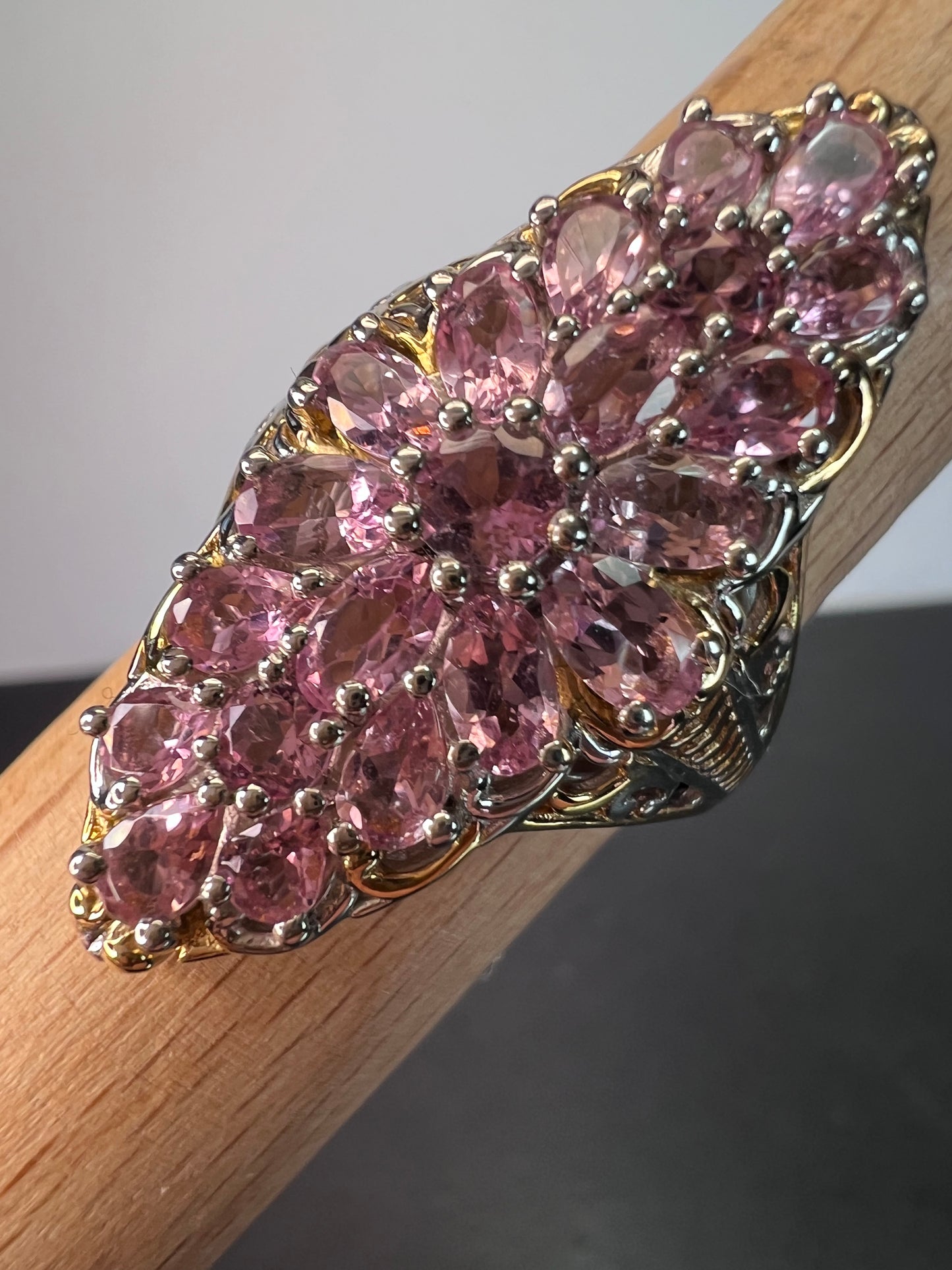 Pink tourmaline vintage vibes statement ring size 10