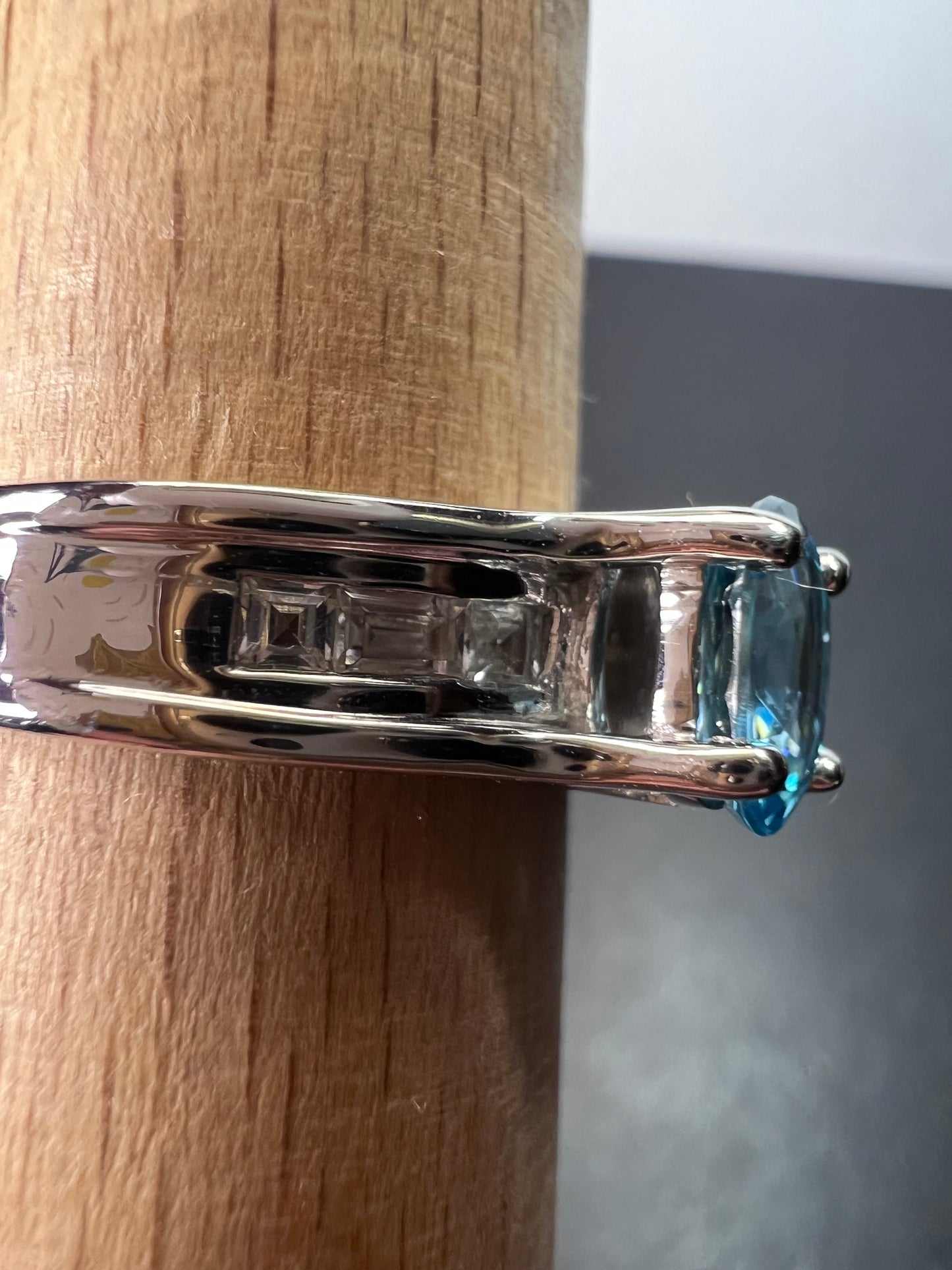 Blue & White Zircon Ring | Sterling Silver Ring size 10