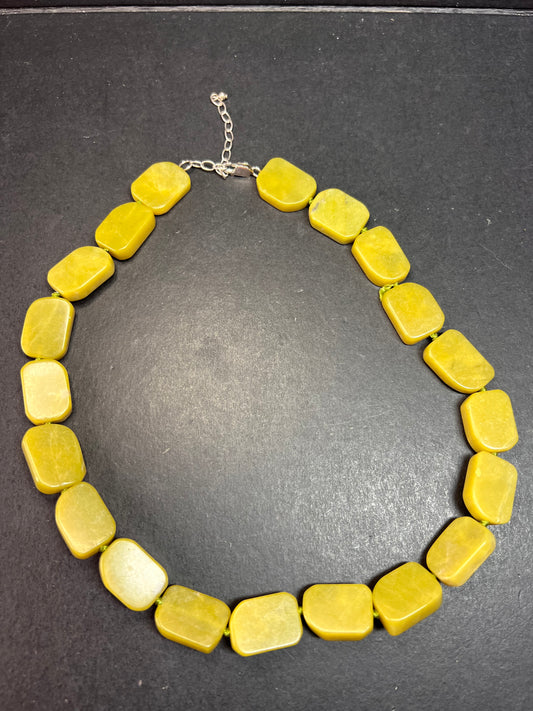 NEW olive serpentine necklace with sterling silver clasp