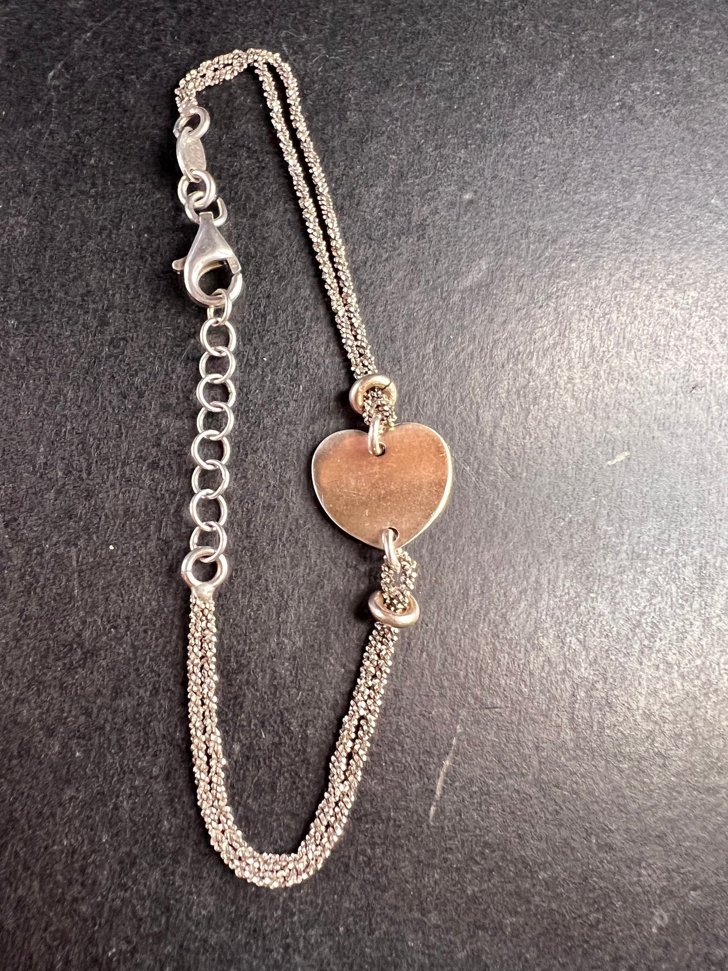 Vintage Dyadema sterling silver two toned heart charm multi chain bracelet