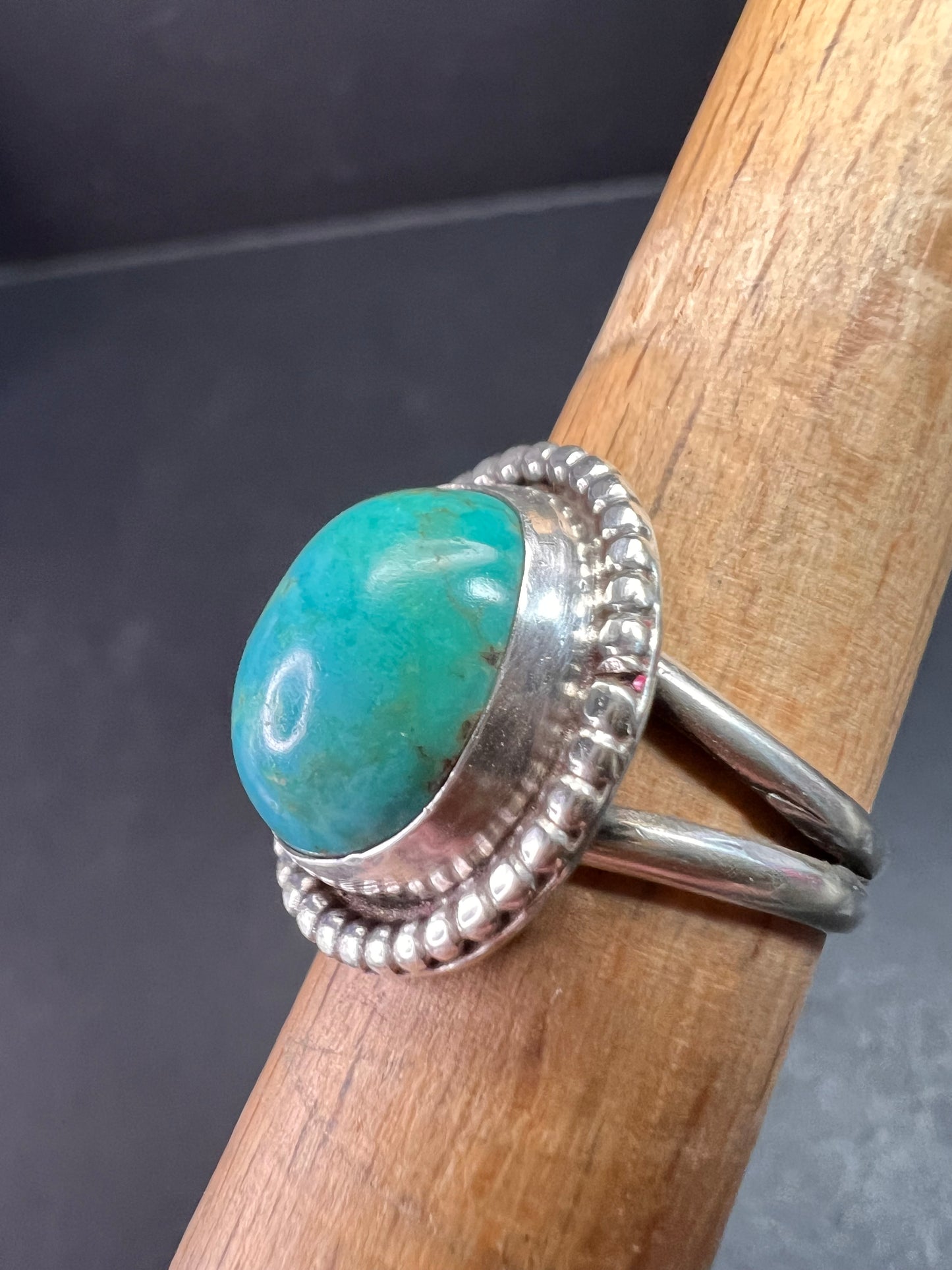 Vintage Handmade Sterling Silver Turquoise Ring – Size 6 – Southwestern Artisan Jewelry