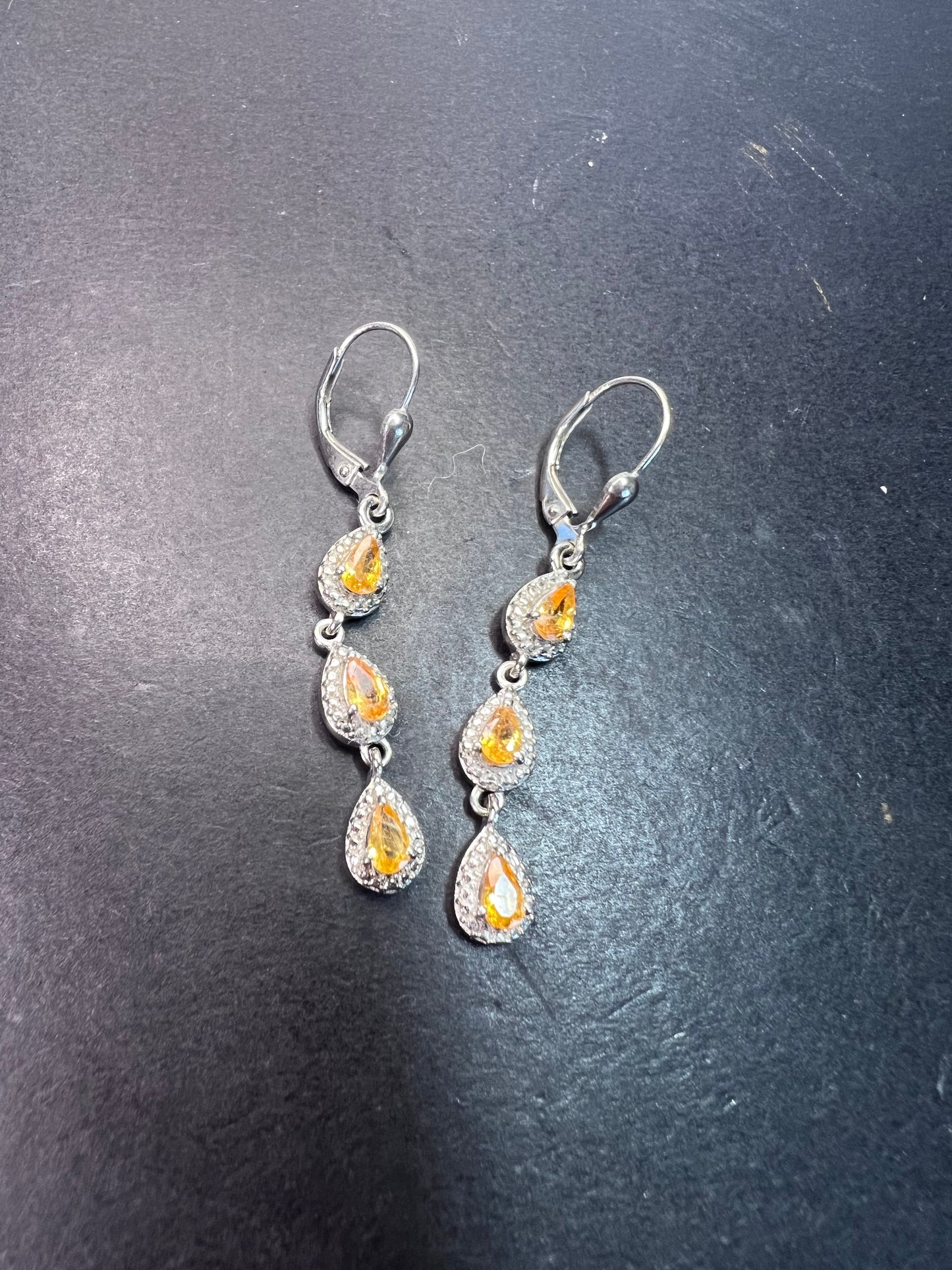 Mandarin garnet and sterling silver dangle earrings