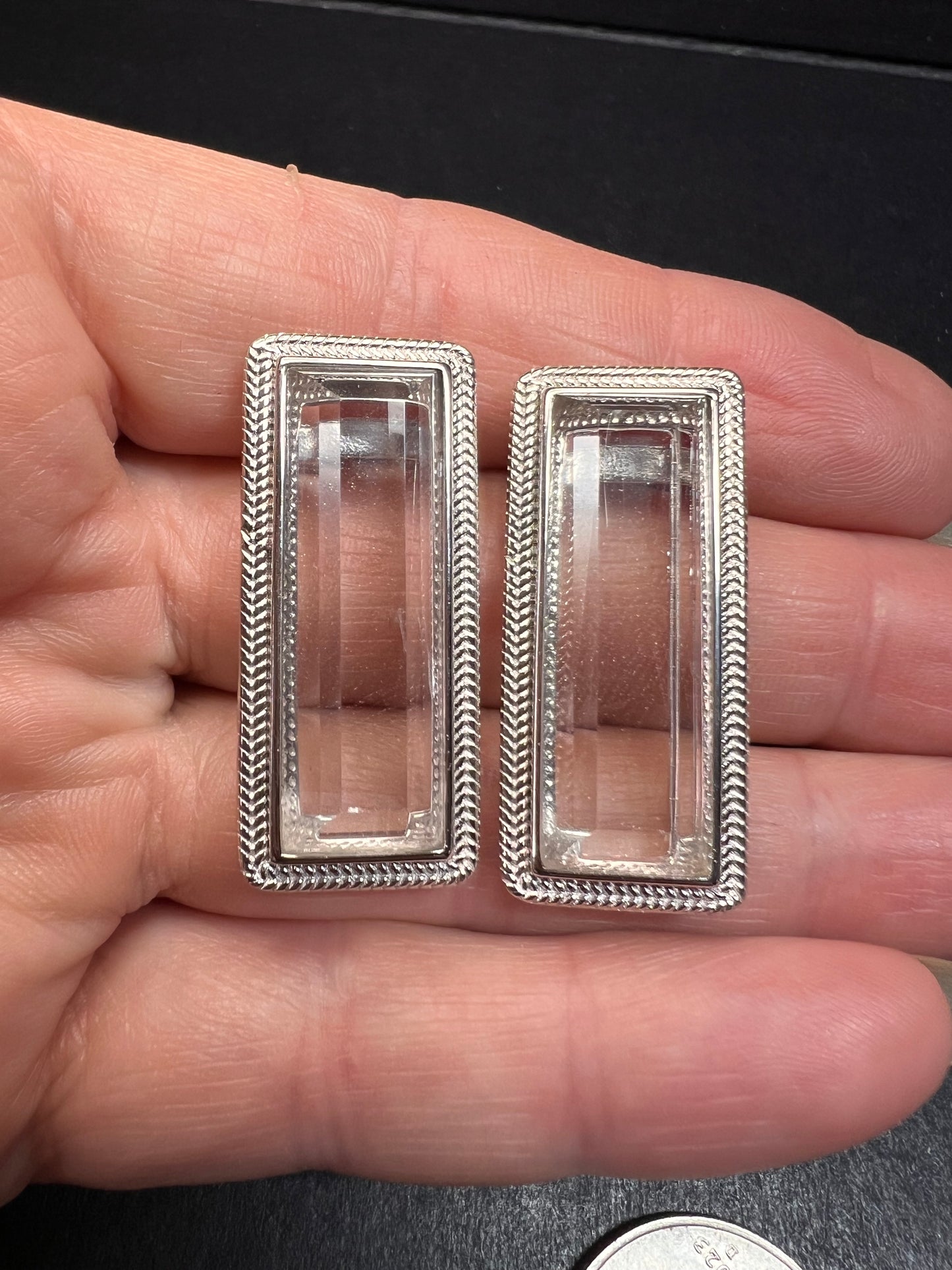 NEW clear quartz gemstone sterling silver earrings