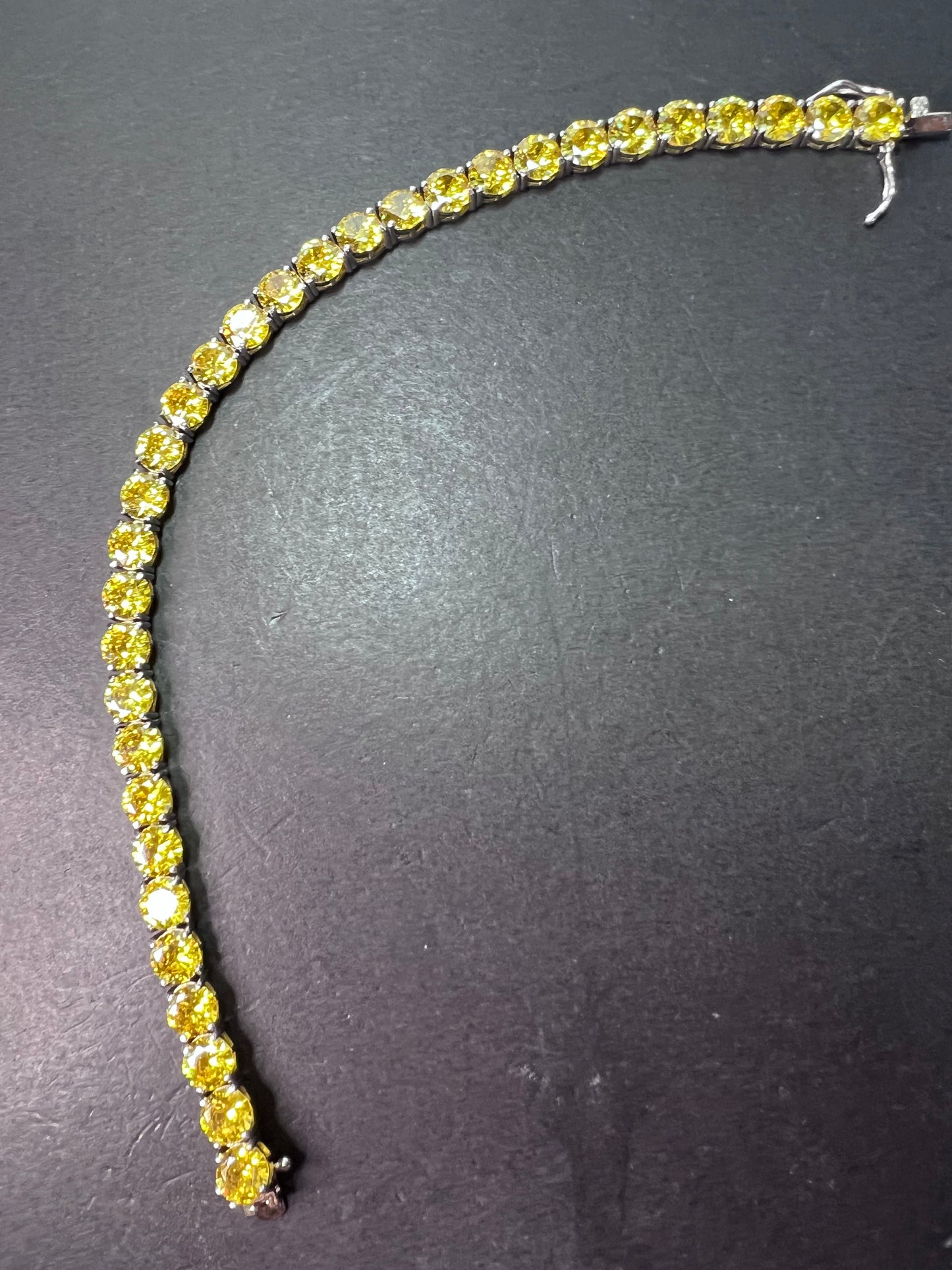 Yellow CZ sterling silver tennis bracelet