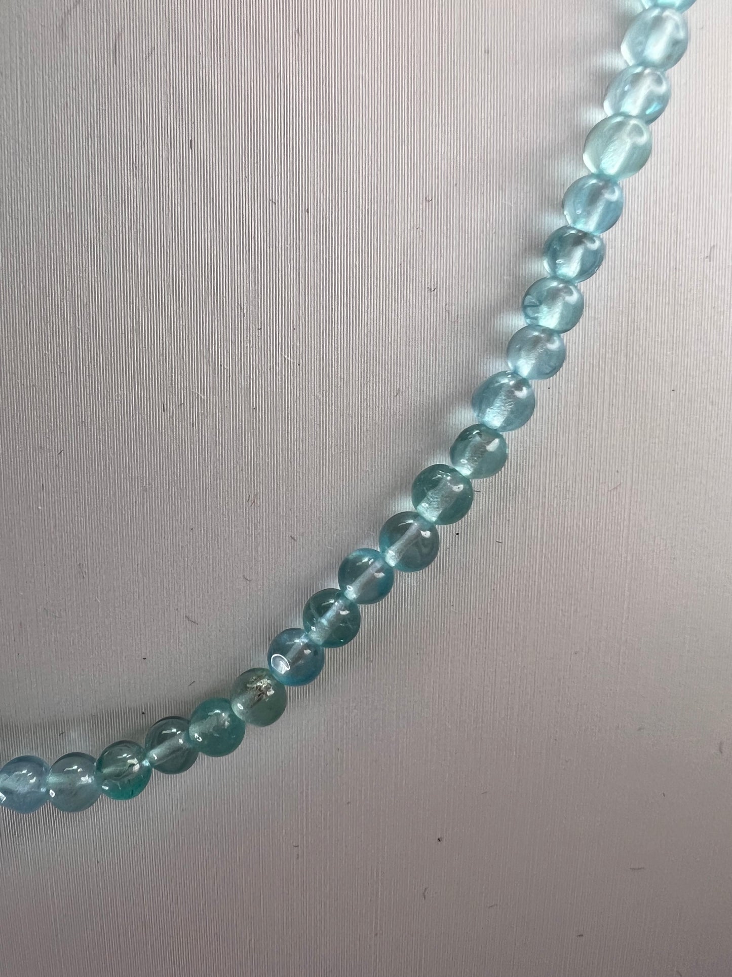 Blue apatite 2mm beaded necklace with sterling silver clasp