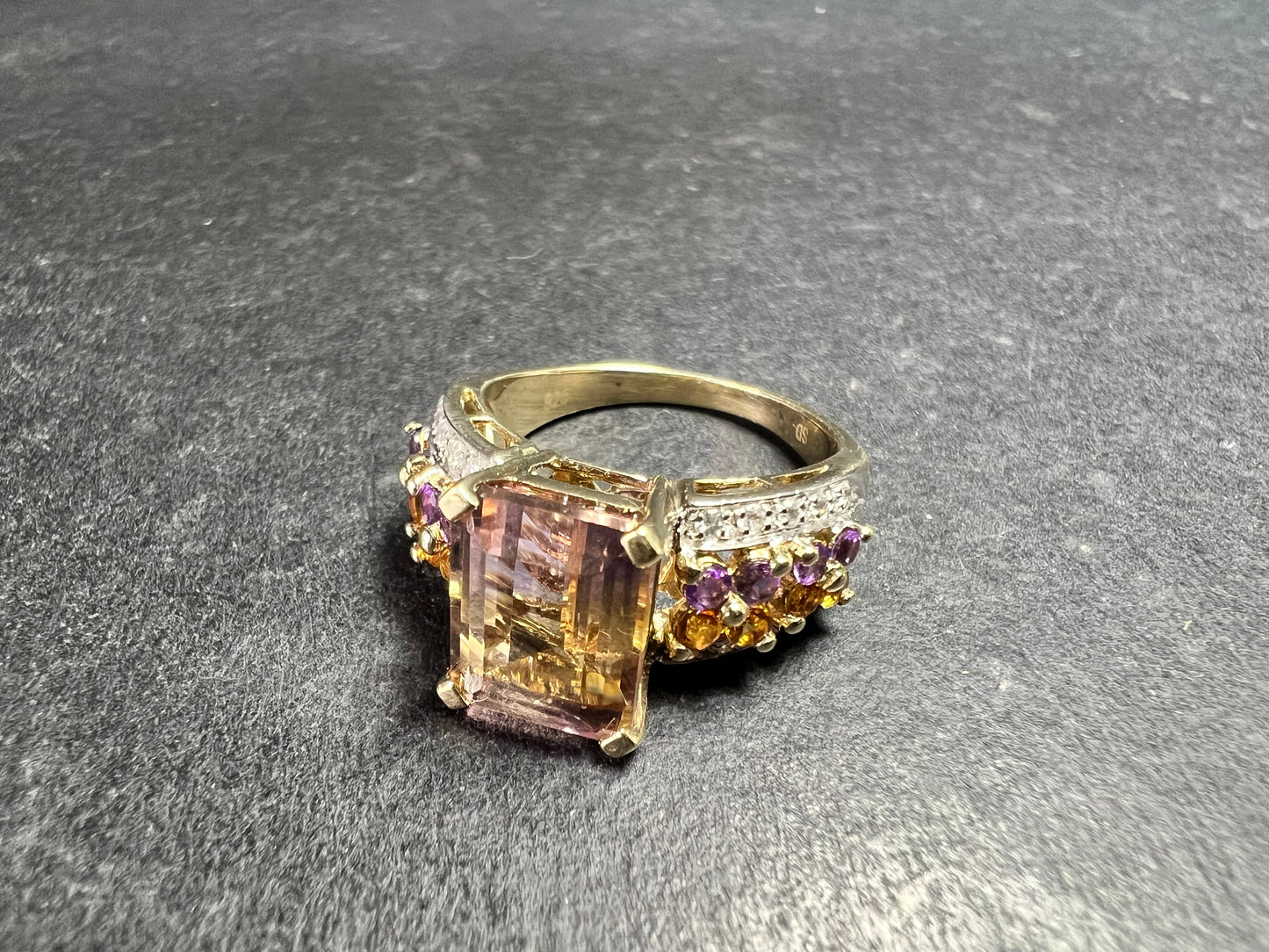 Ametrine Citrine Amethyst Ring 925 Vermeil SD Size 7