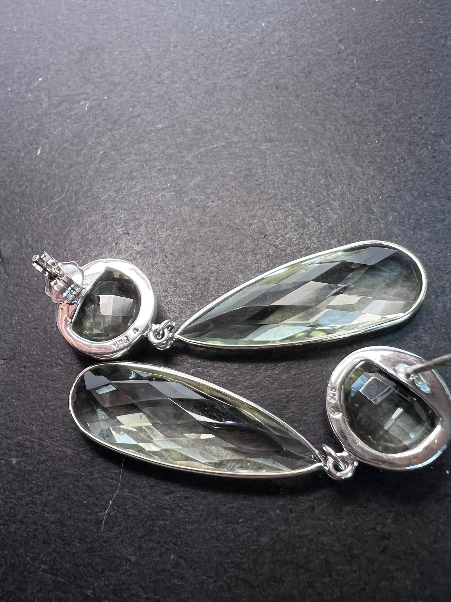 Green Prasiolite Rhodium Over Sterling Silver Dangle Earrings 30.00ctw