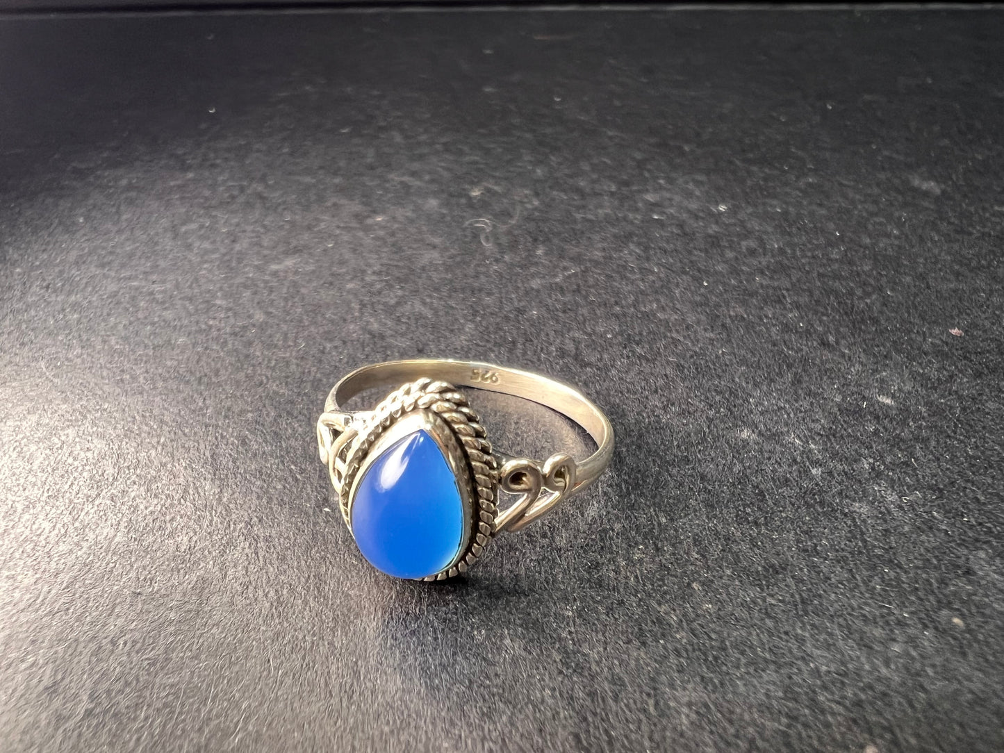 Blue chalcedony sterling silver ring size 7