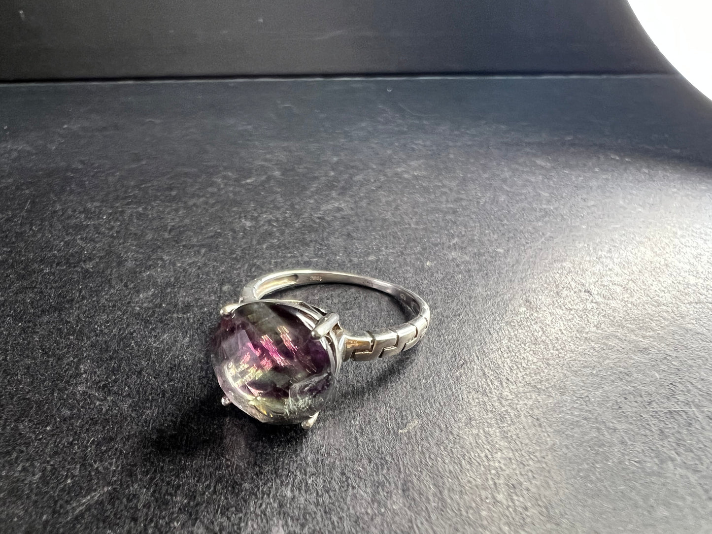 Vintage Sterling Silver Rainbow Fluorite Ring Size 9