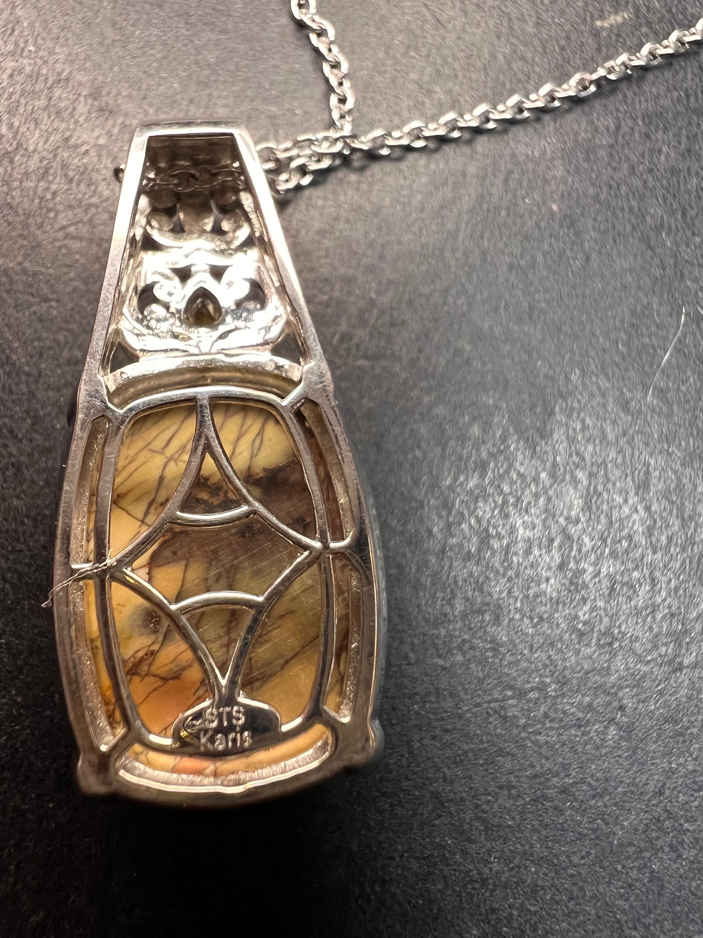 NEW Cherry Creek Jasper and citrine pendant in platinum over stainless steel