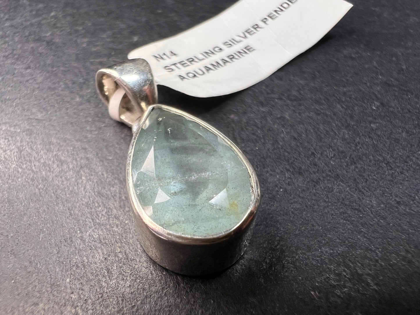 NEW Aquamarine sterling silver teardrop pendant