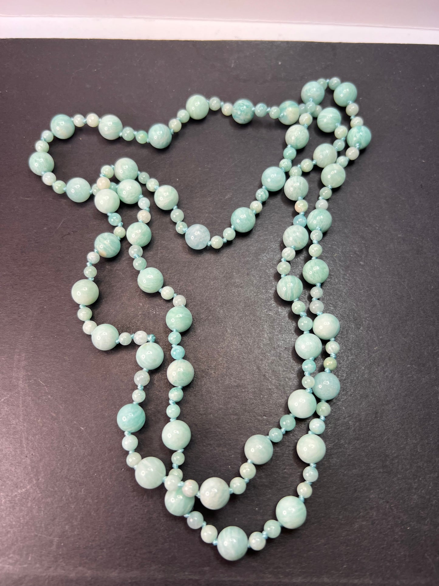 Amazonite knotted 36 inch endless necklace