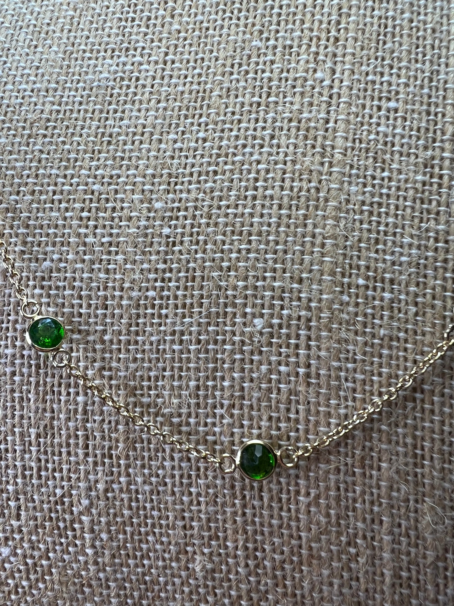 Chrome diopside gold over sterling silver 18 inch necklace