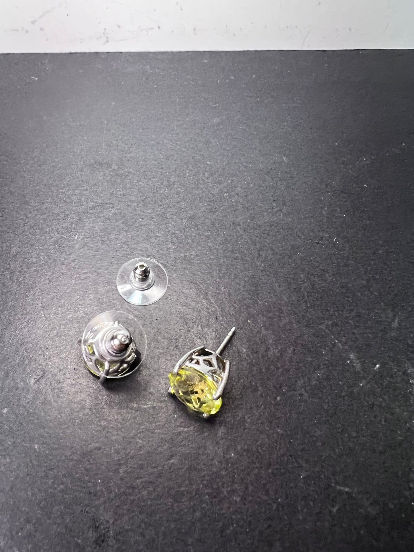 Lemon quartz stud earrings in sterling silver