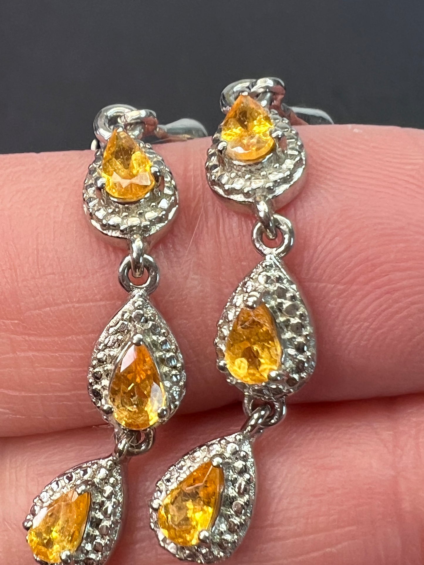 Mandarin garnet and sterling silver dangle earrings