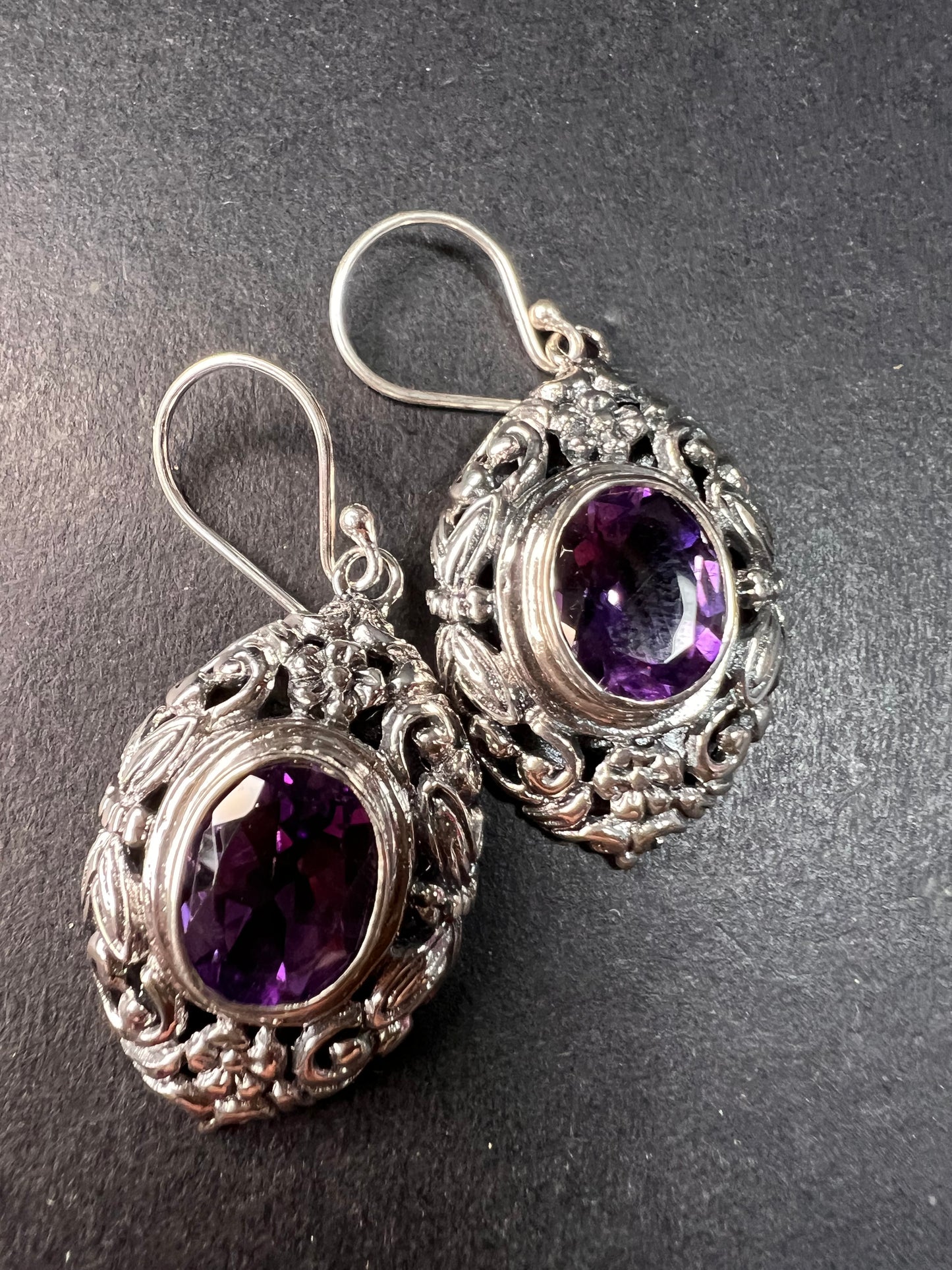 NEW Bali rose de France amethyst sterling silver dragonfly earrings