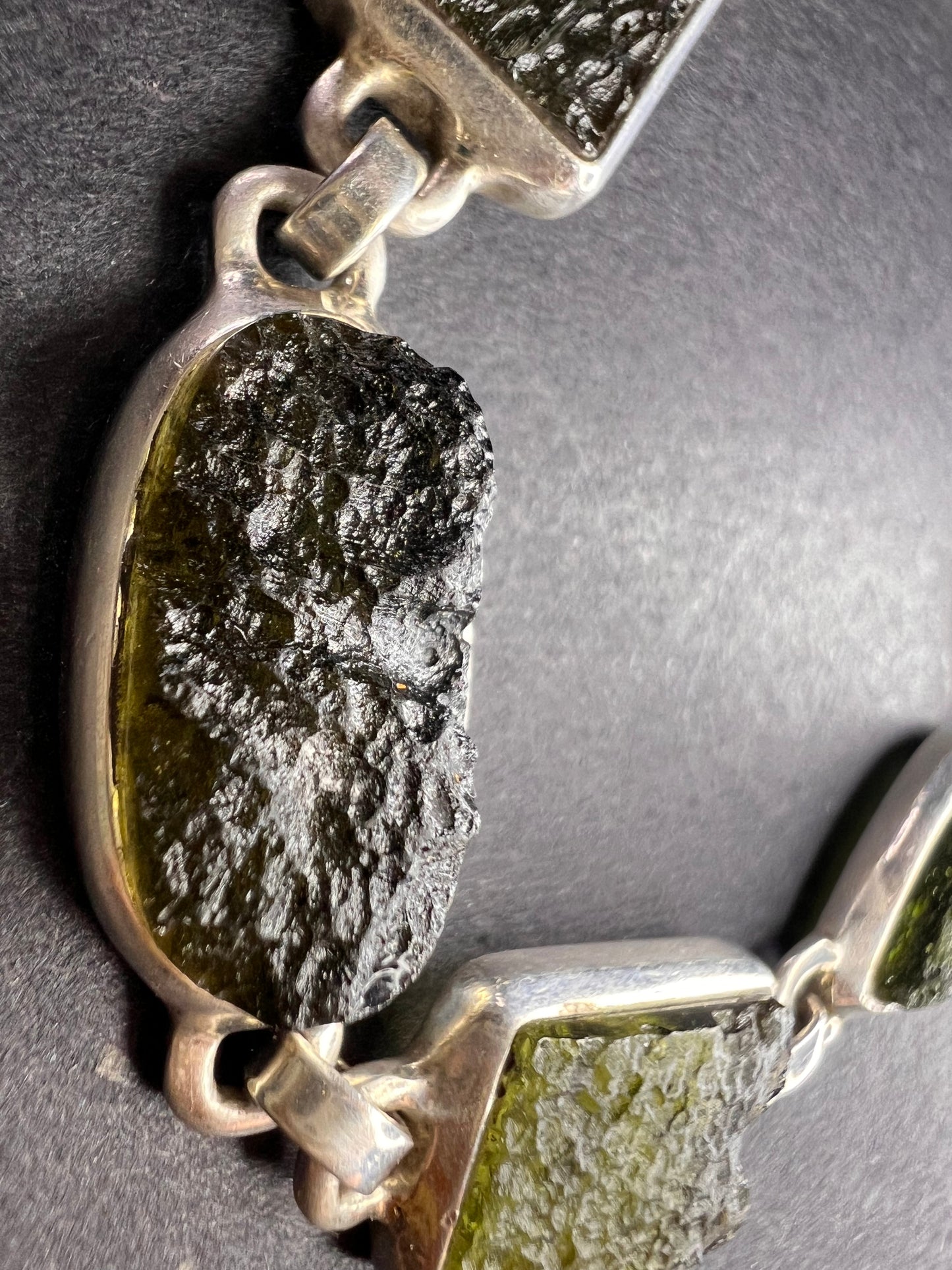 SOLD NEW Moldavite old stock sterling silver toggle bracelet
